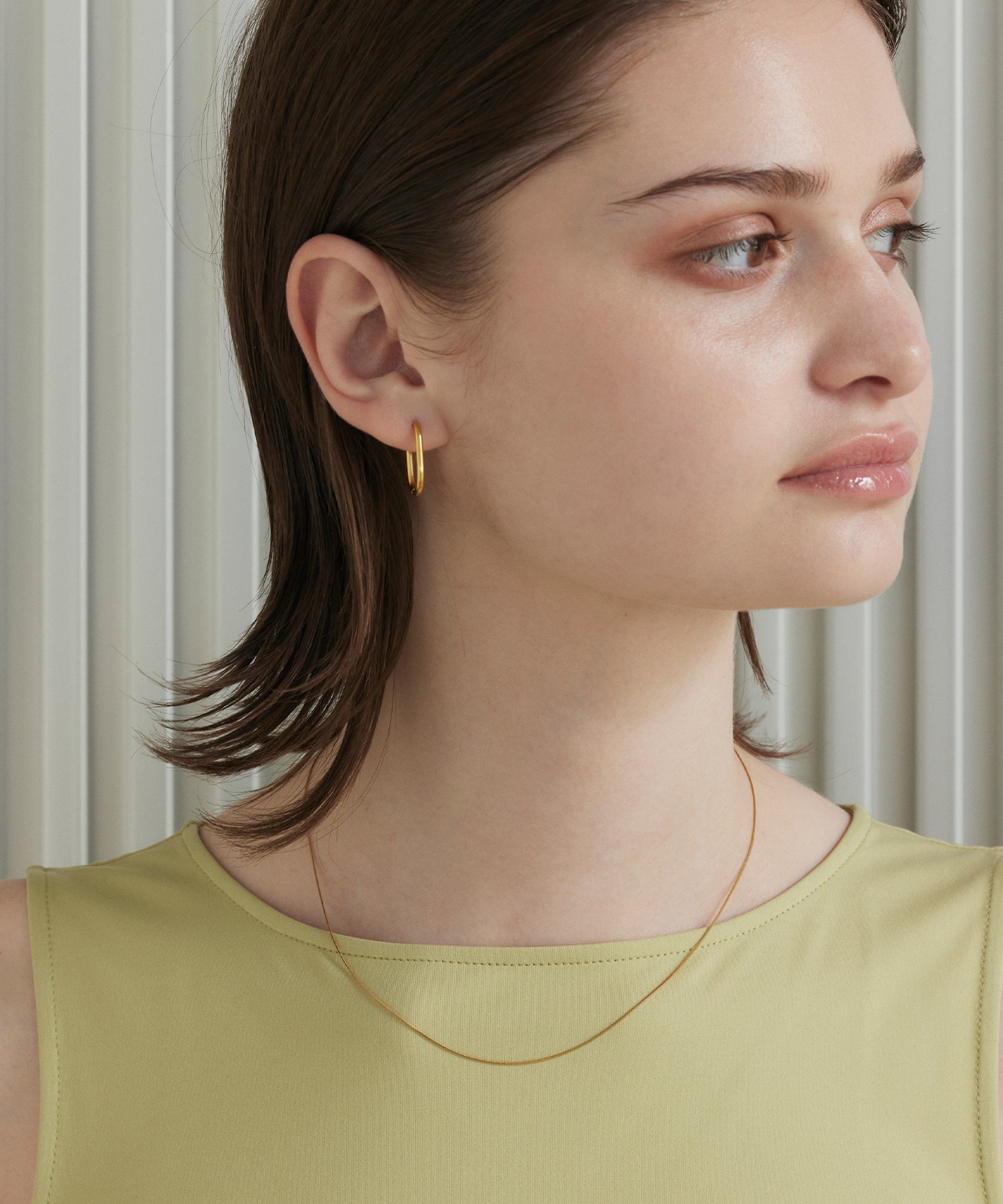 [Gold] Square Snake Slide Chain Necklace