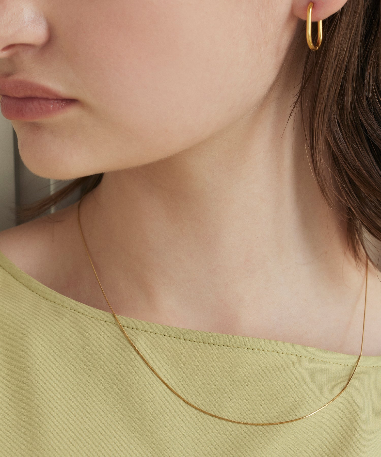 [Gold] Square Snake Slide Chain Necklace