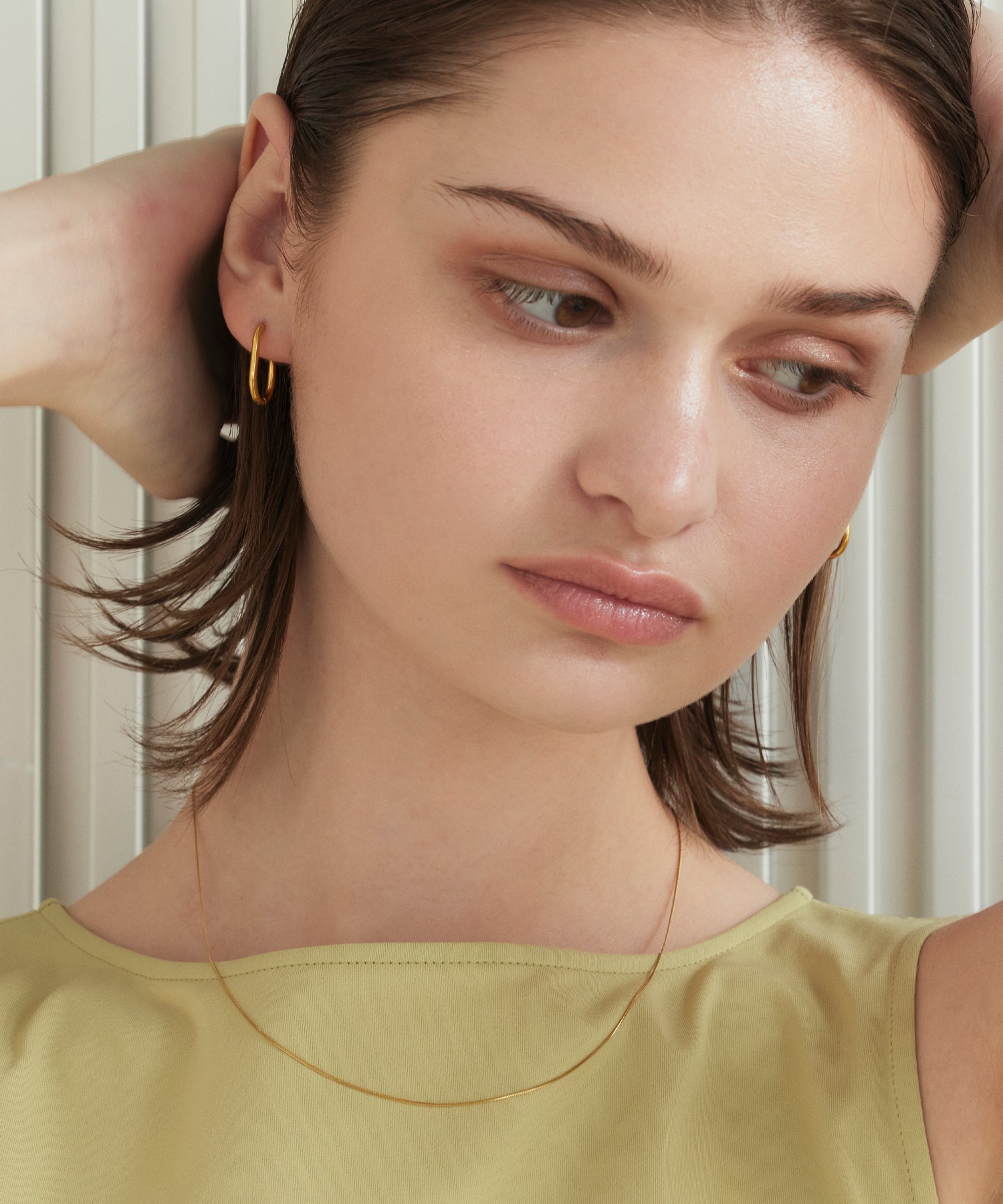 [Gold] Square Snake Slide Chain Necklace