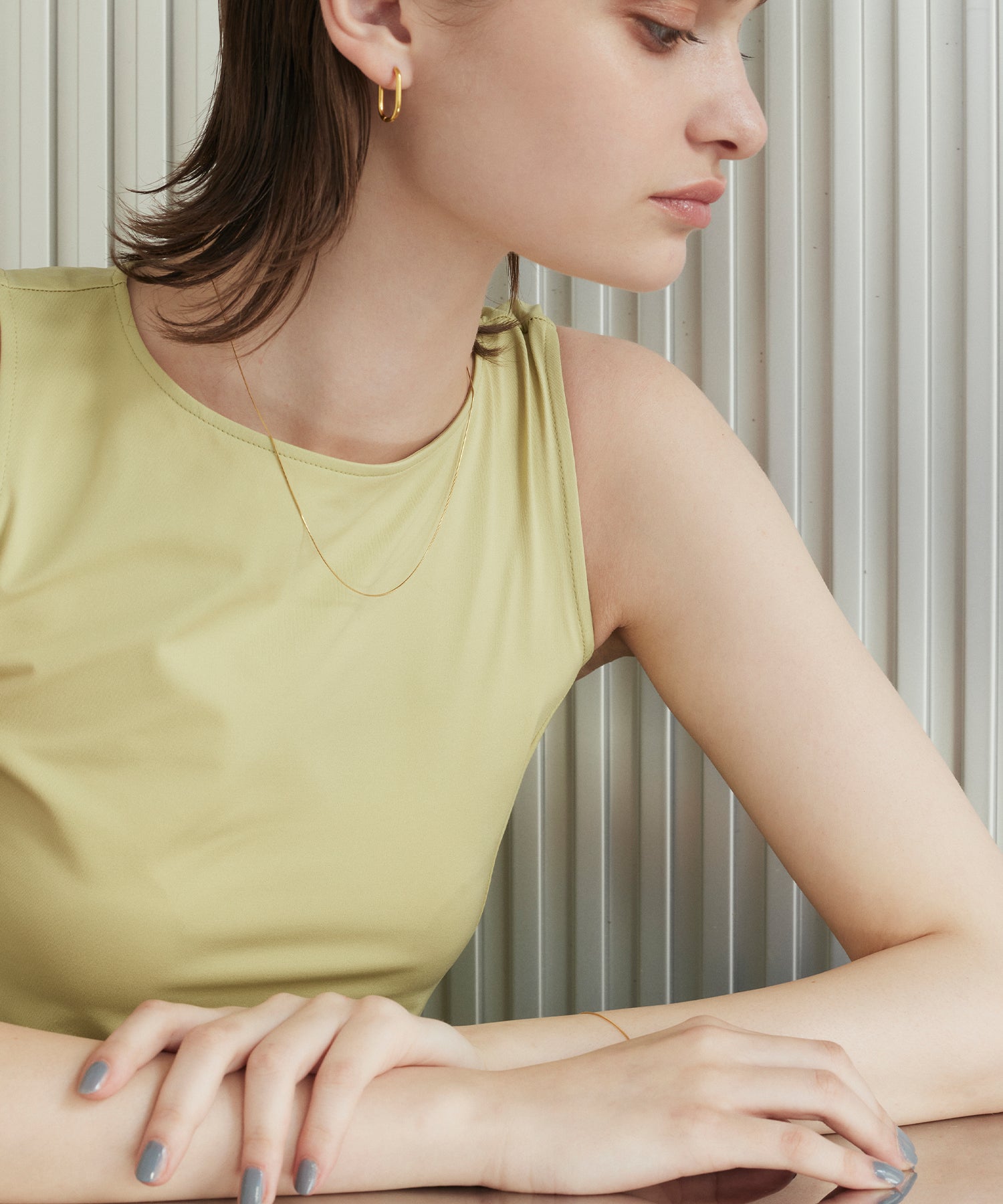 [Gold] Square Snake Slide Chain Necklace