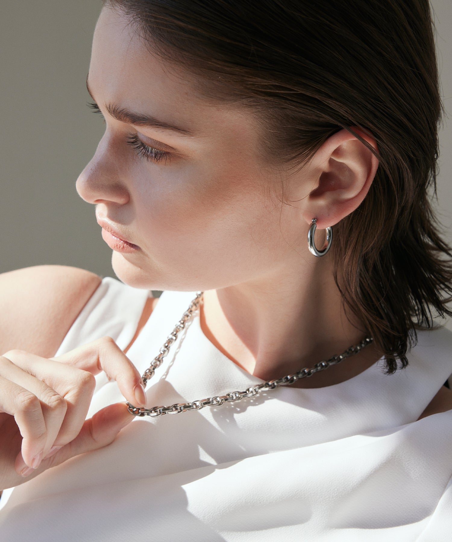 シルバー]ボリュームフープピアス