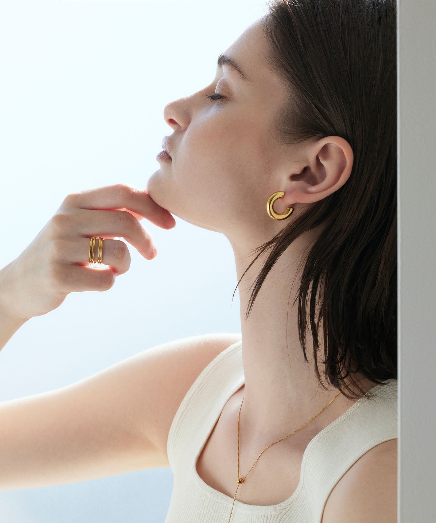 [Gold] Layered Cross Ring