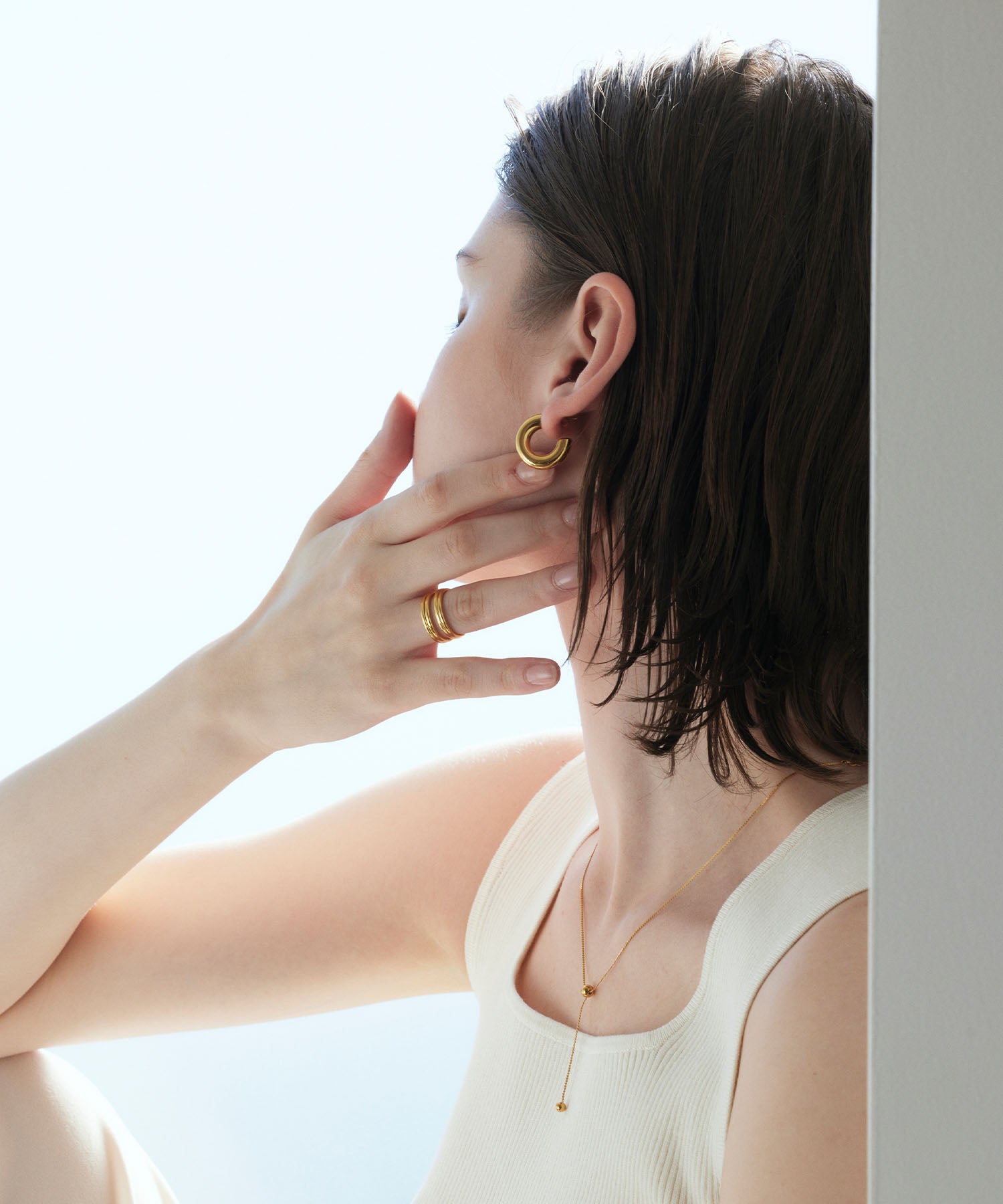 [Gold] Layered Cross Ring