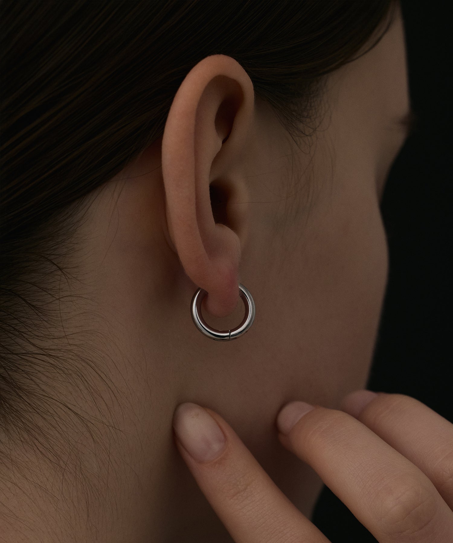 银]一键式环耳环（small）