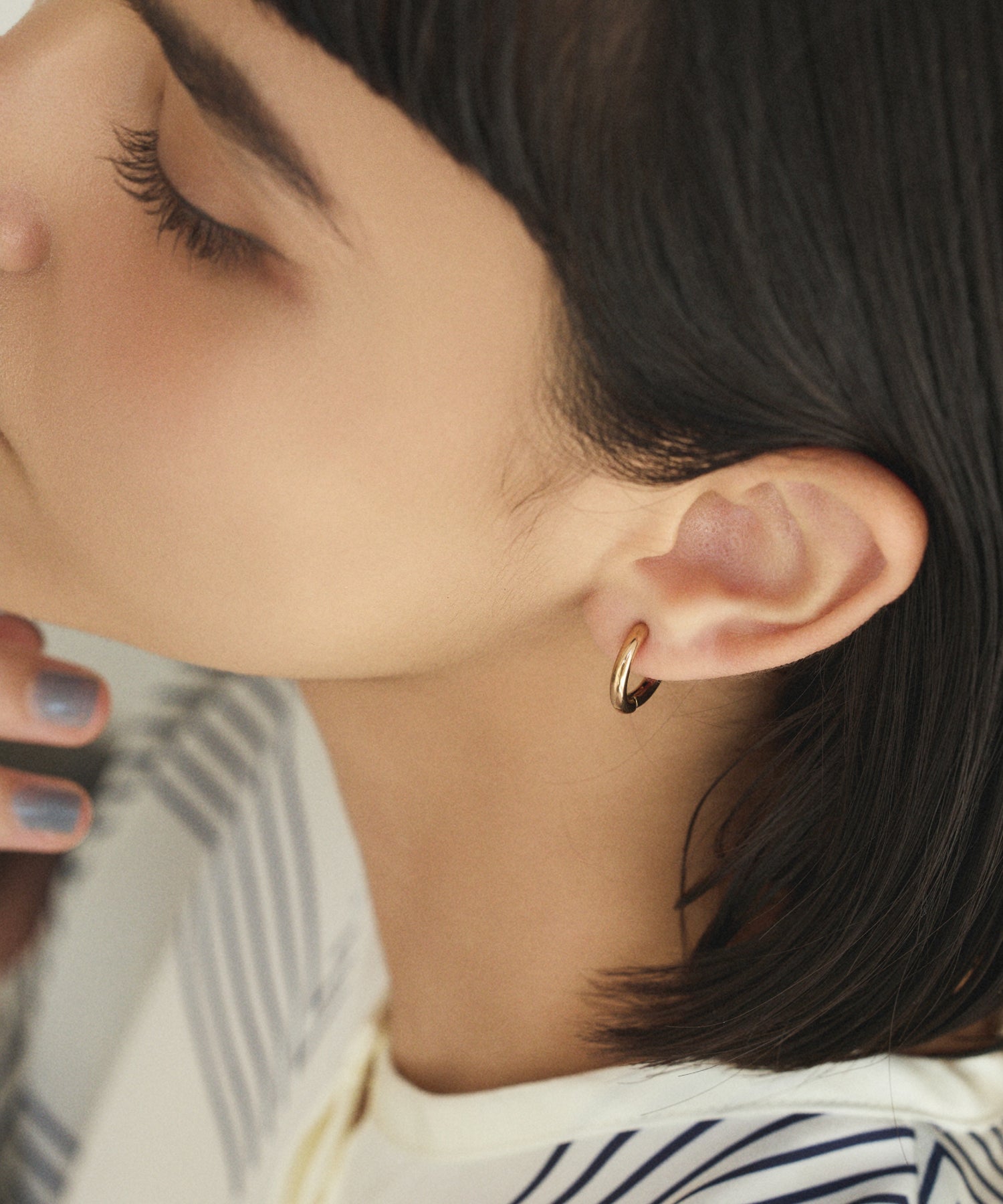 [Pink Gold] One-touch loop earrings (small)