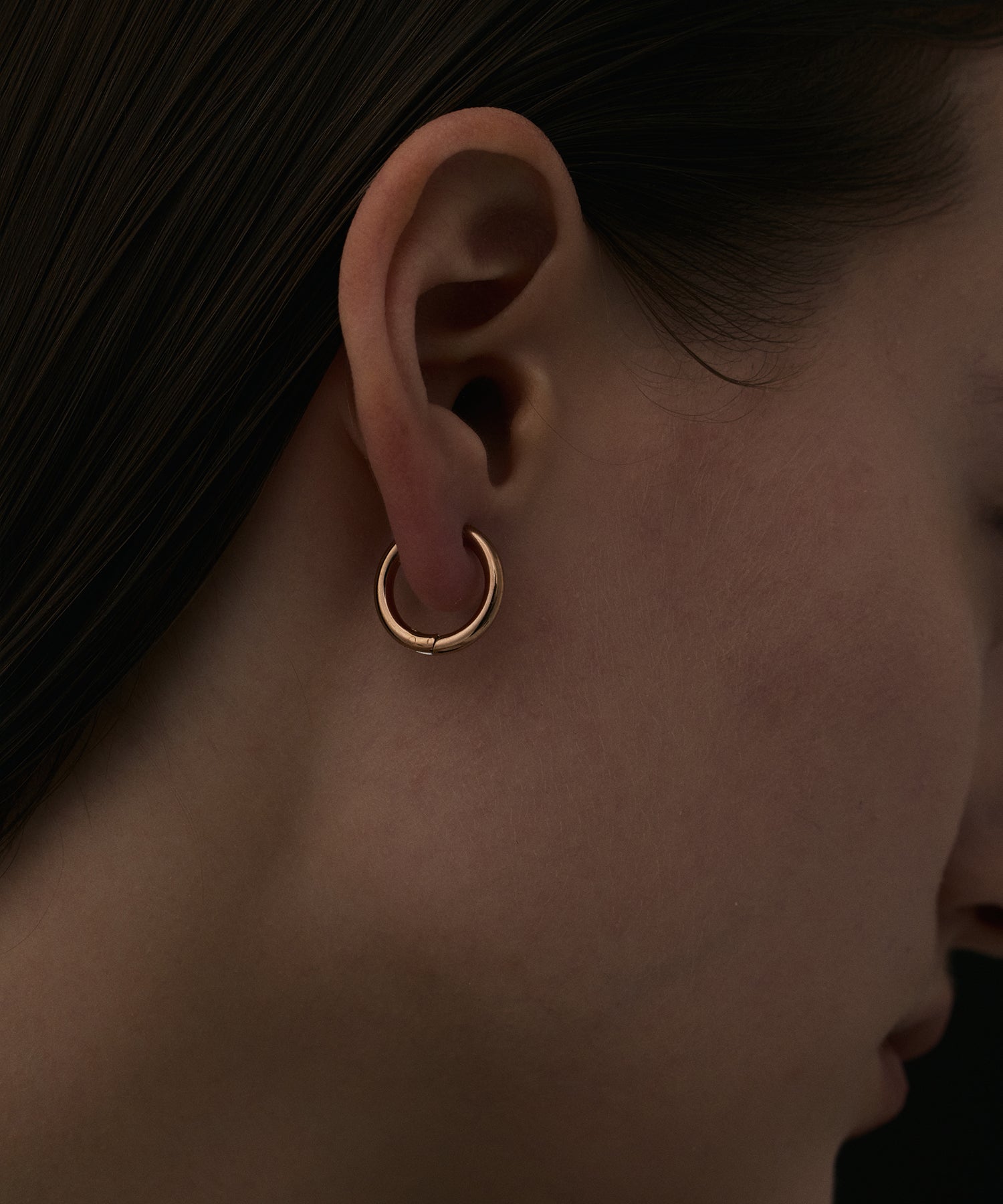 玫瑰金]一键式环耳环（medium）