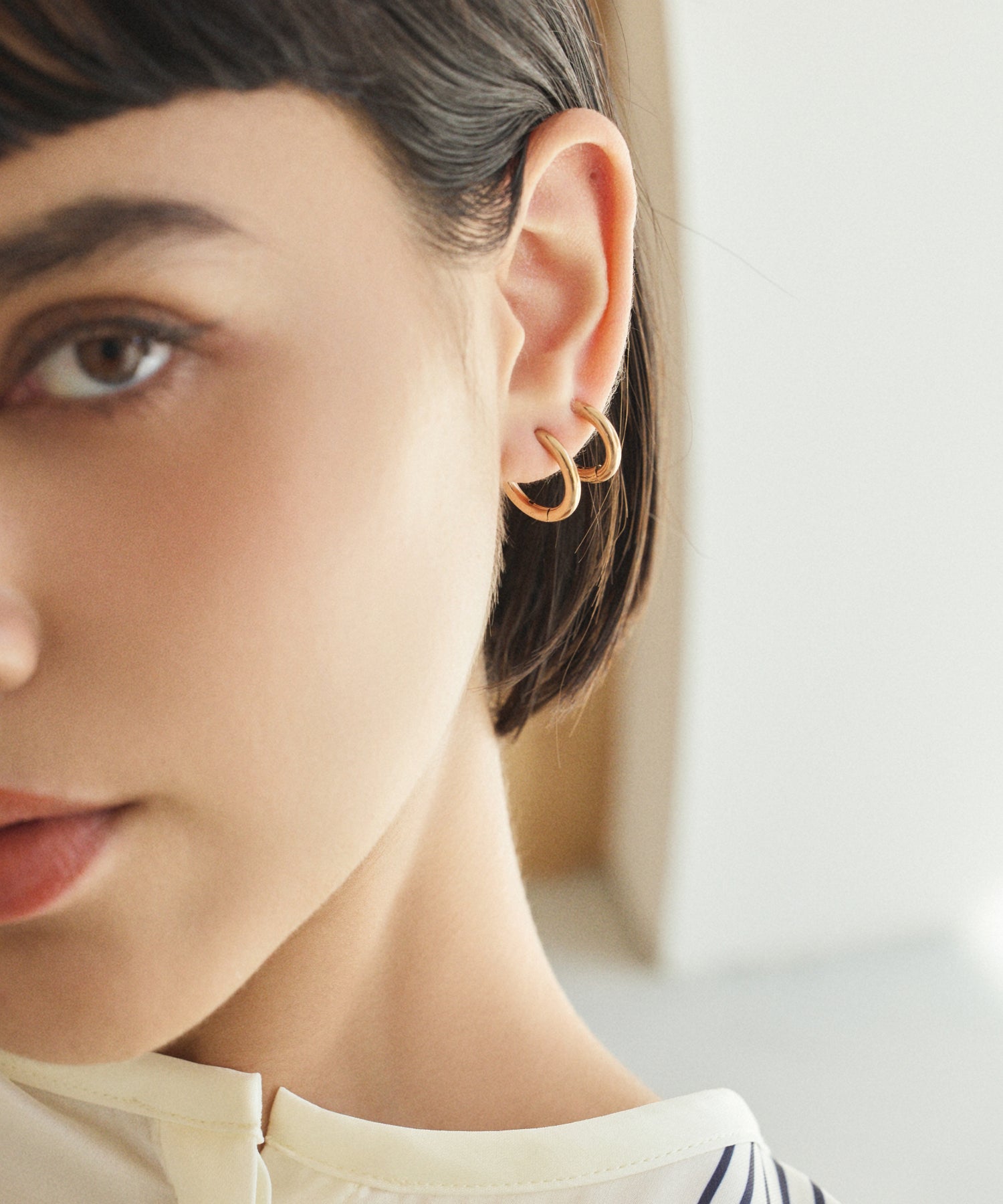 ピンクゴールド]ワンタッチループイヤリング(medium)