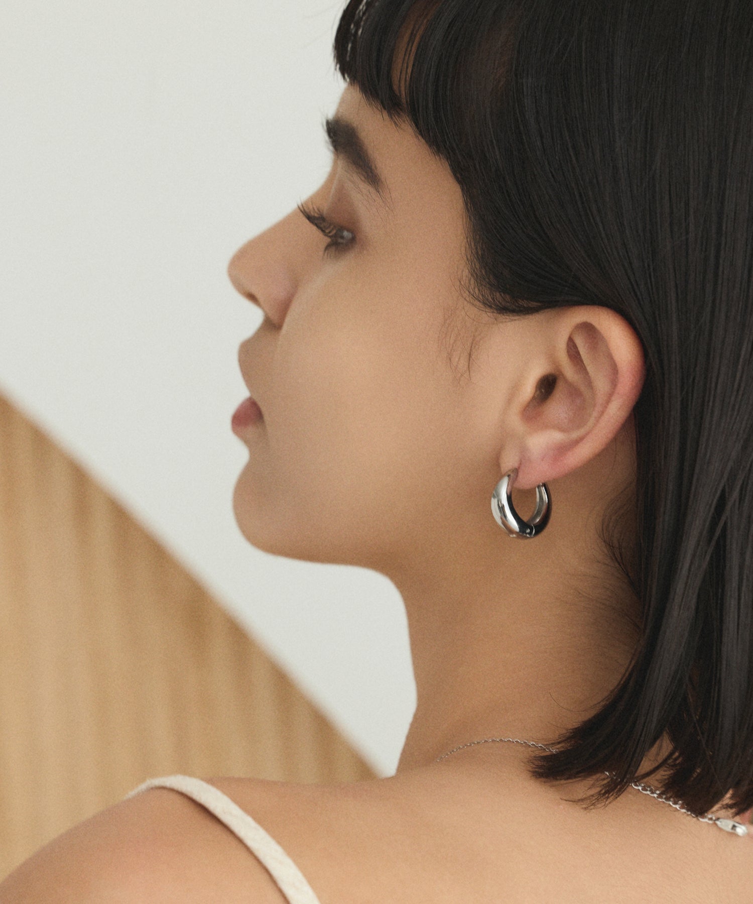 [Silver] Drop Hoop Earrings (big)