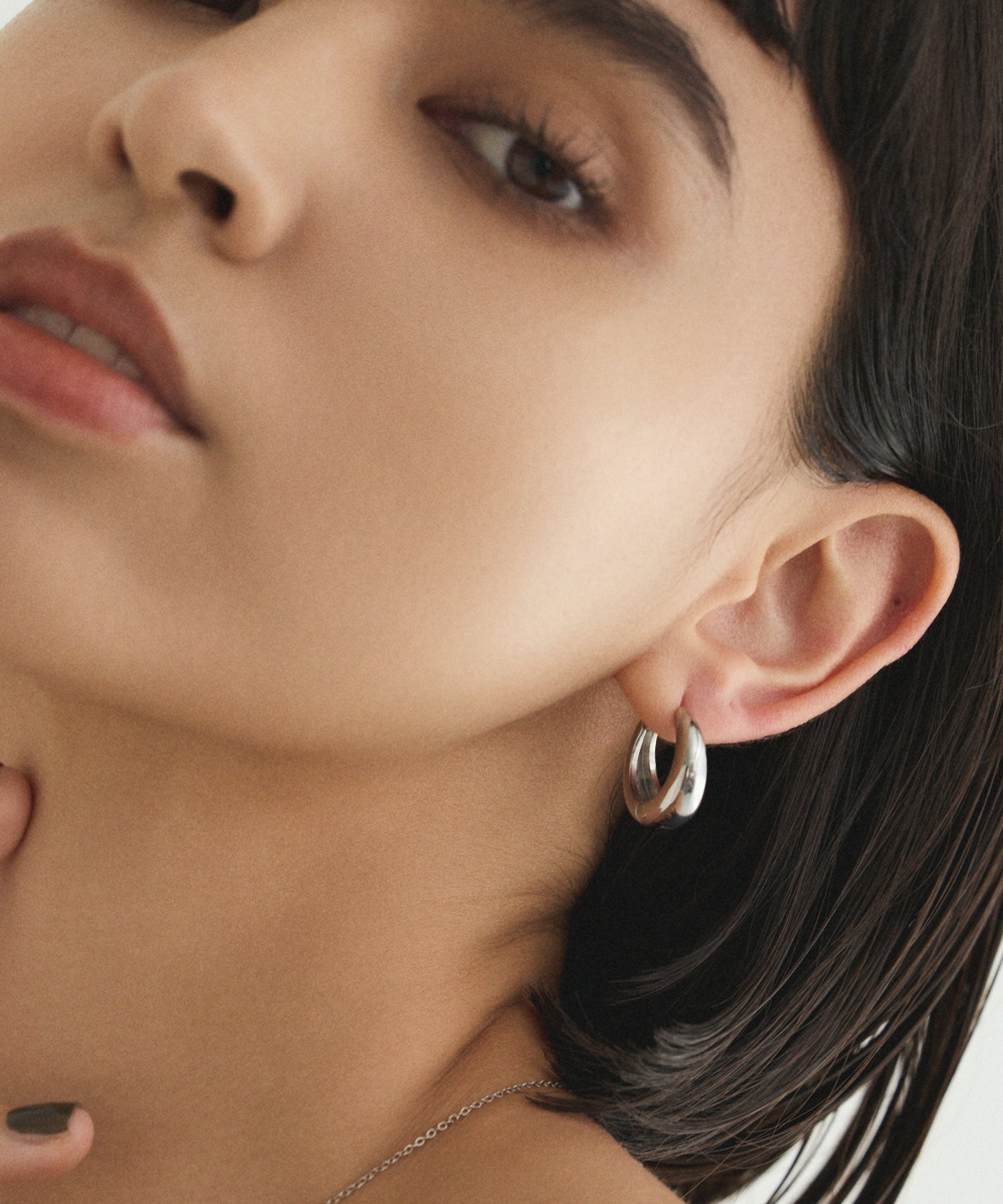 [Silver] Drop Hoop Earrings (big)