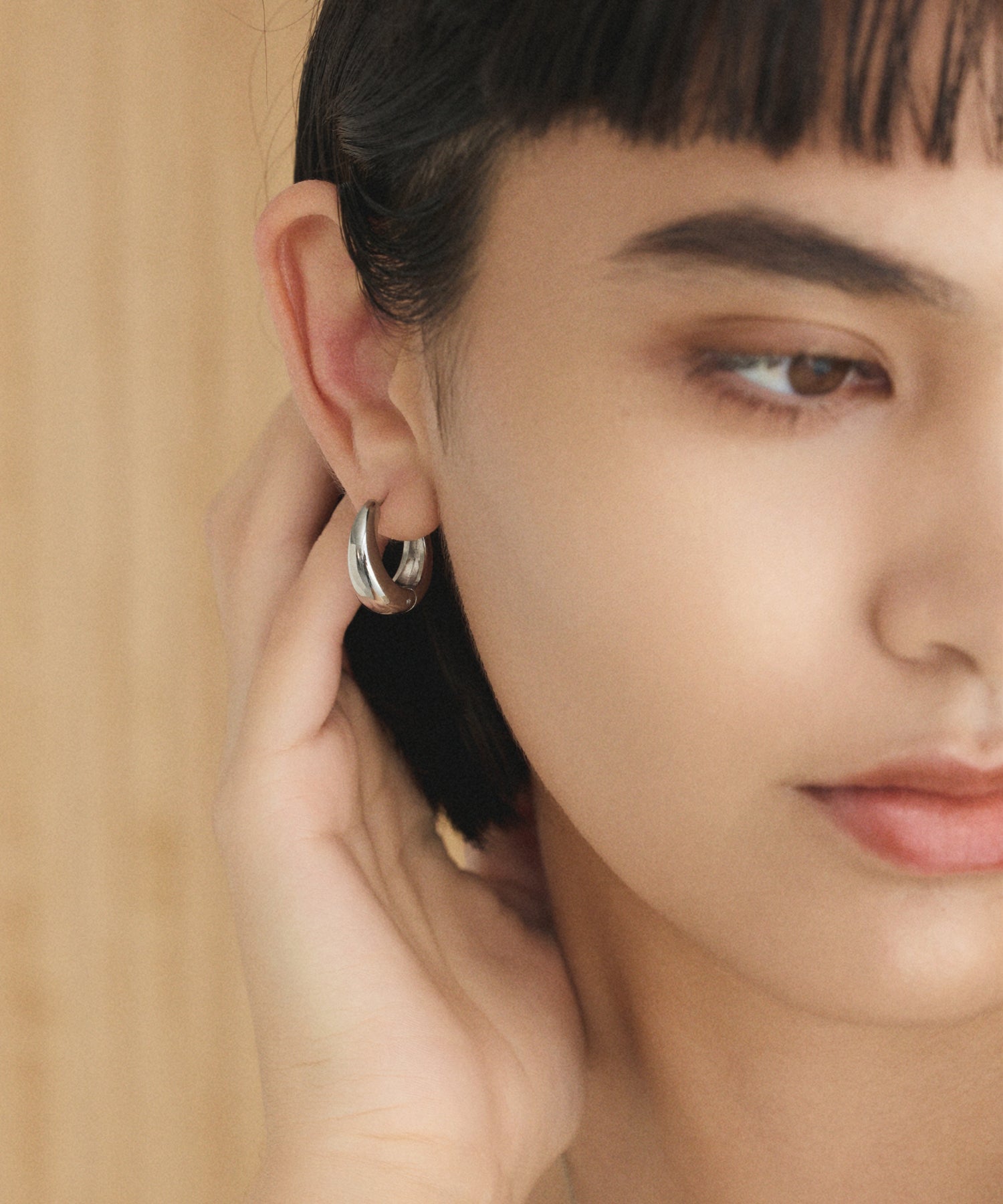 [Silver] Drop Hoop Earrings (big)