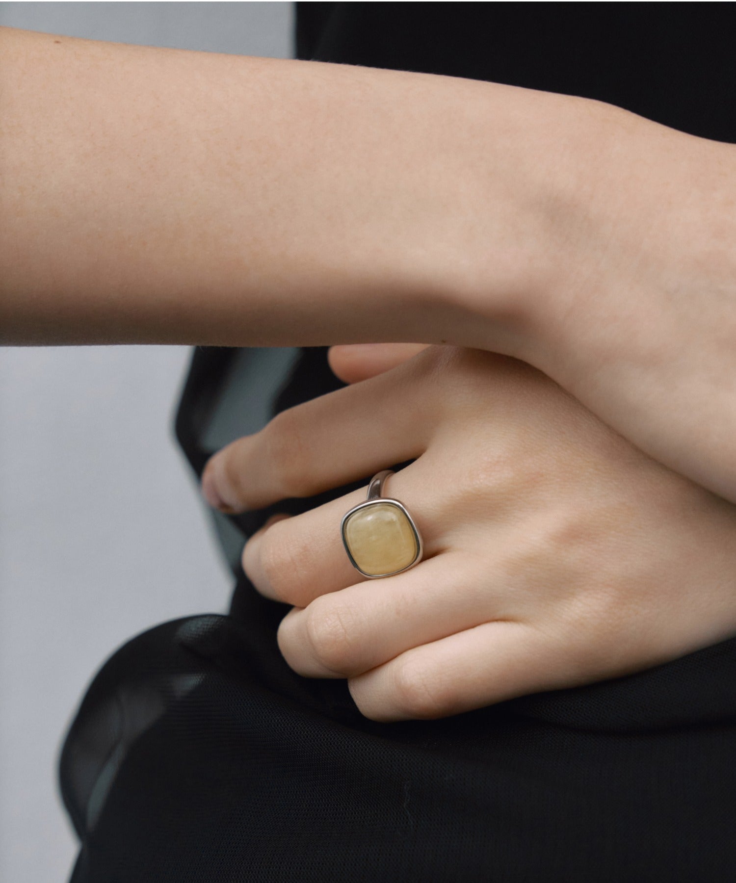[Silver] Square Stone Ring