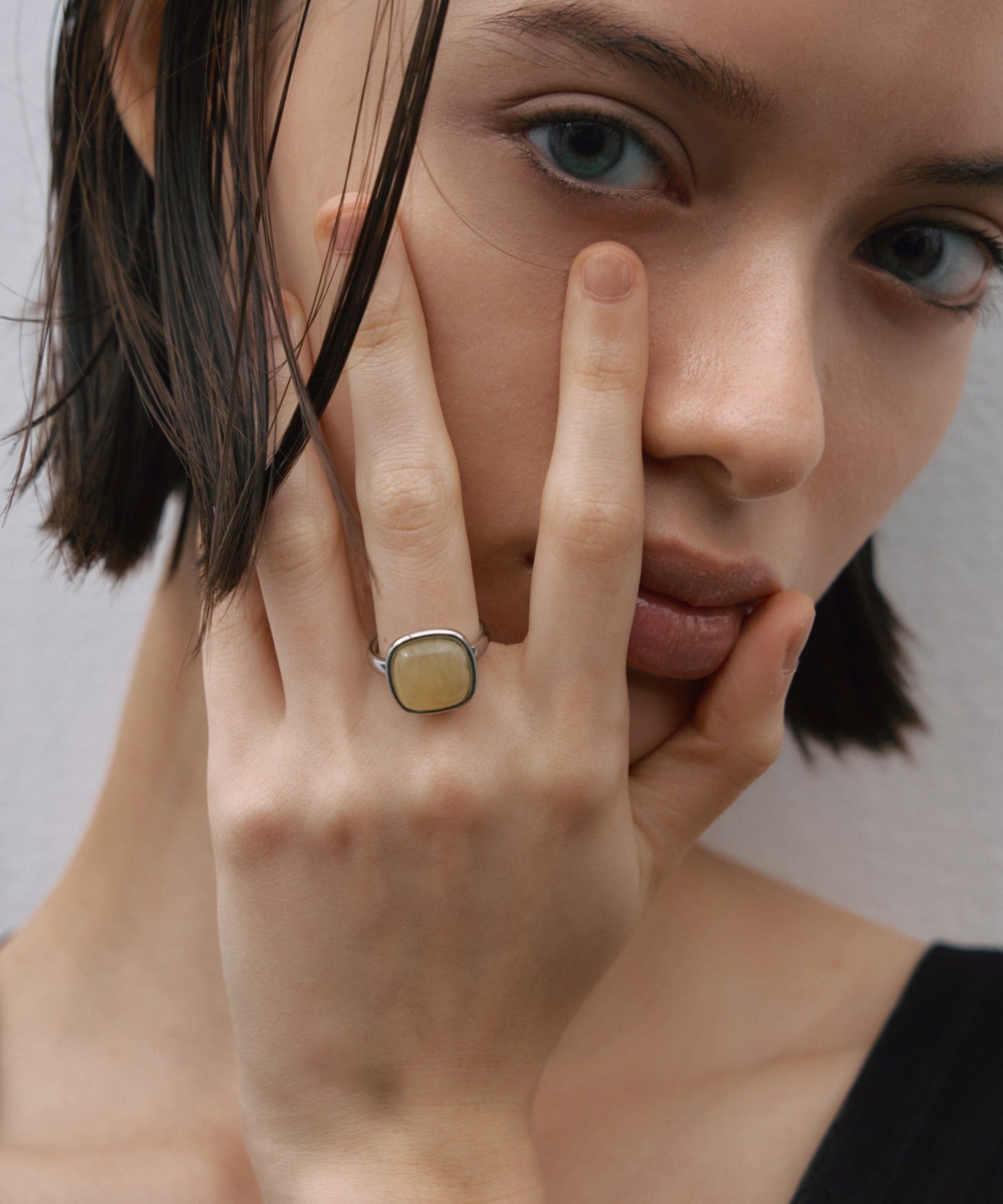 [Silver] Square Stone Ring