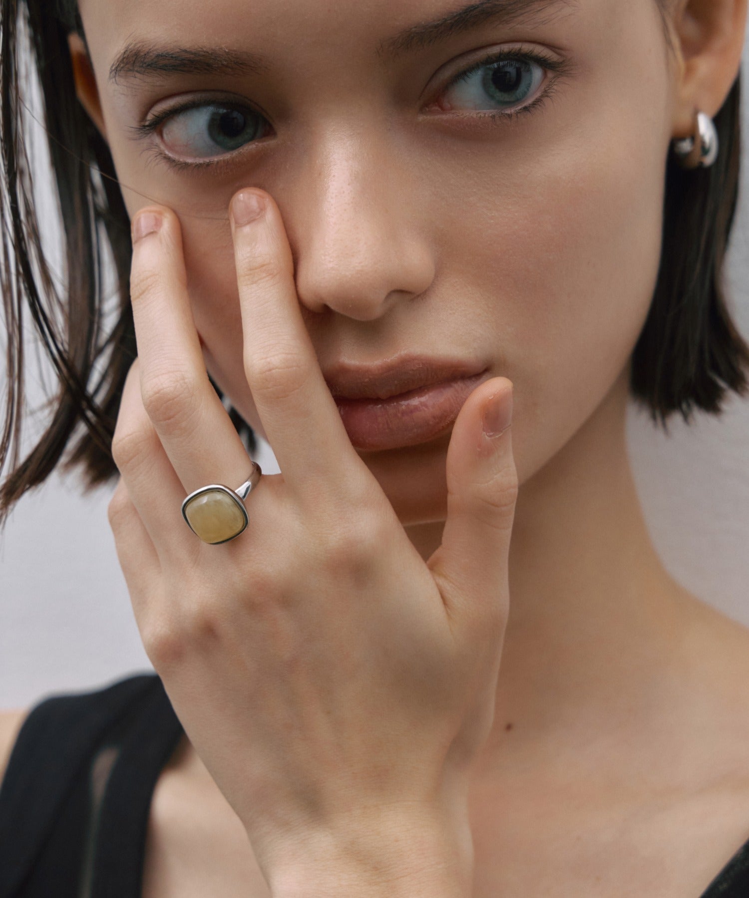 [Silver] Square Stone Ring