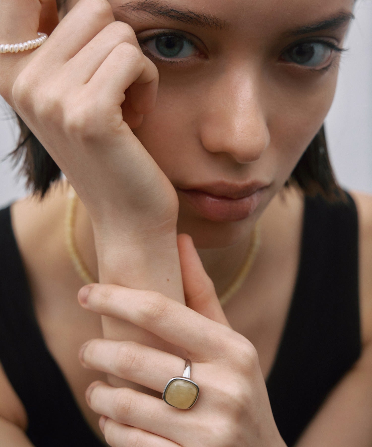 [Silver] Square Stone Ring