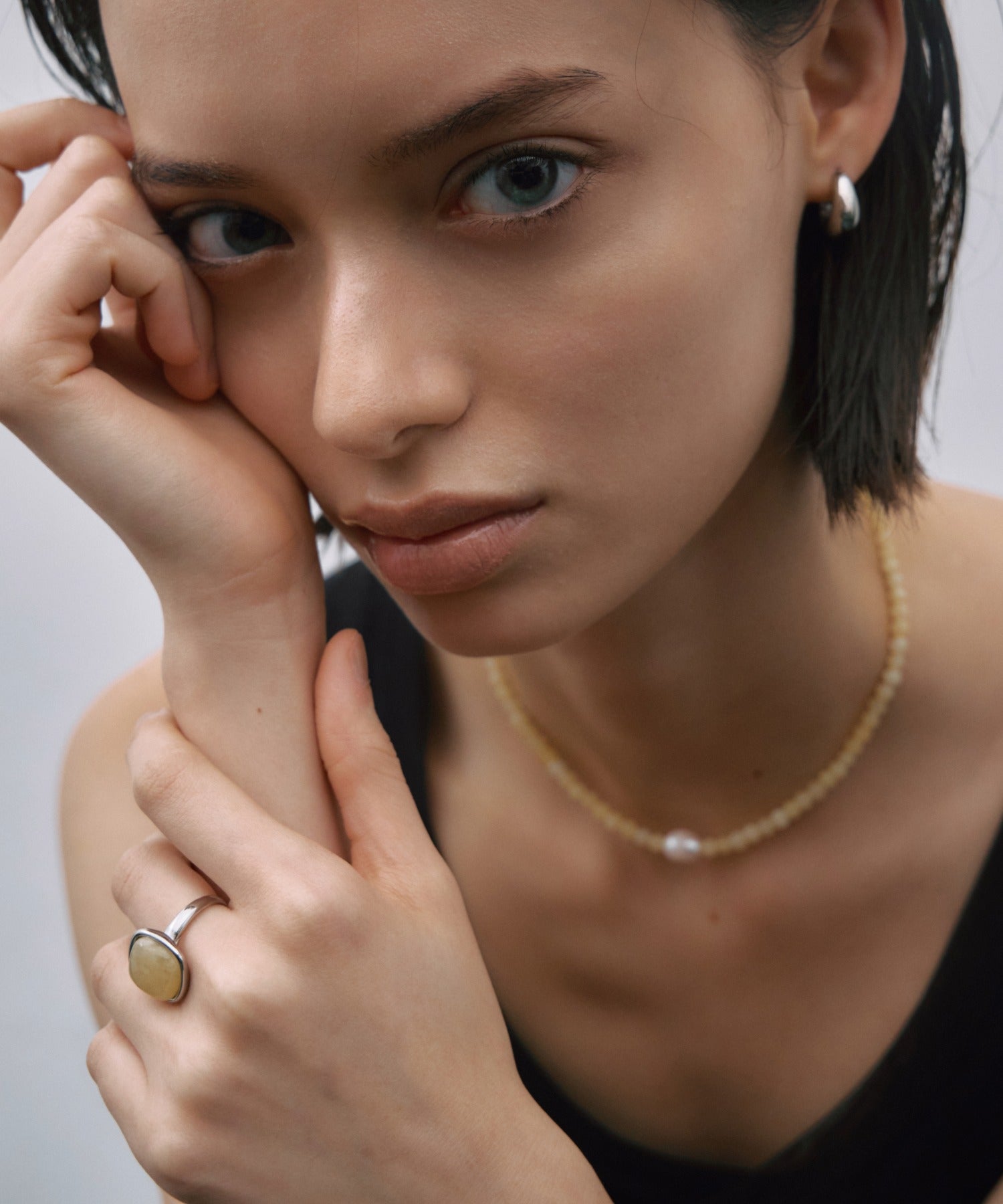 [Silver] Square Stone Ring