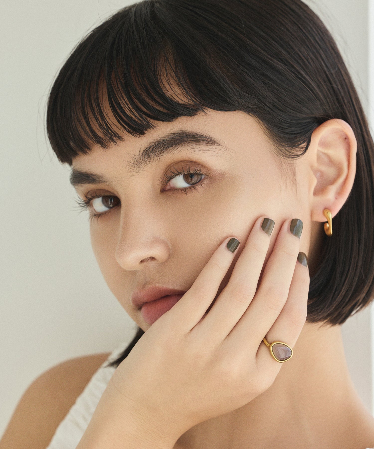 [Gold] Screw stone ring