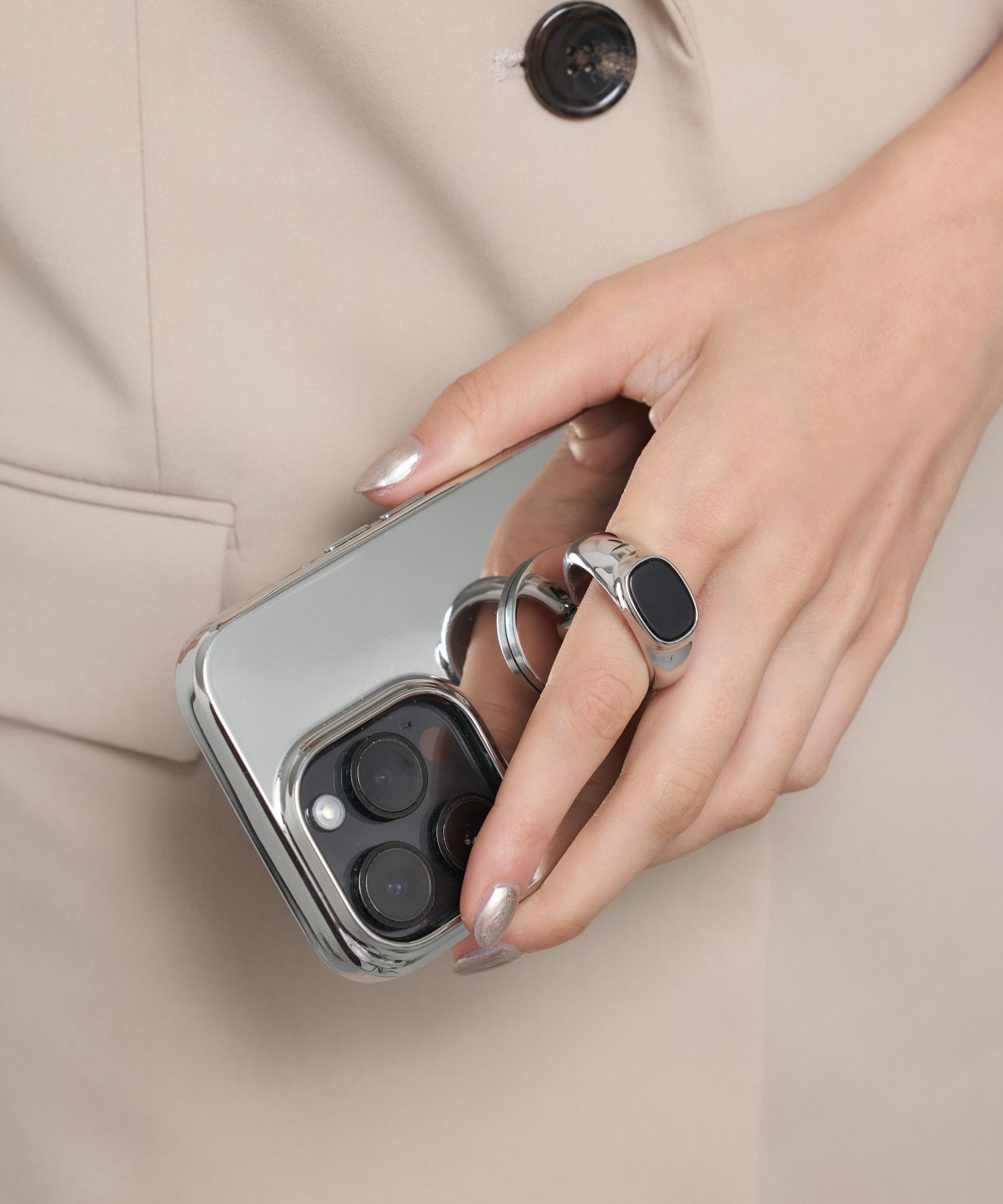 [Silver] Stone Smartphone Ring
