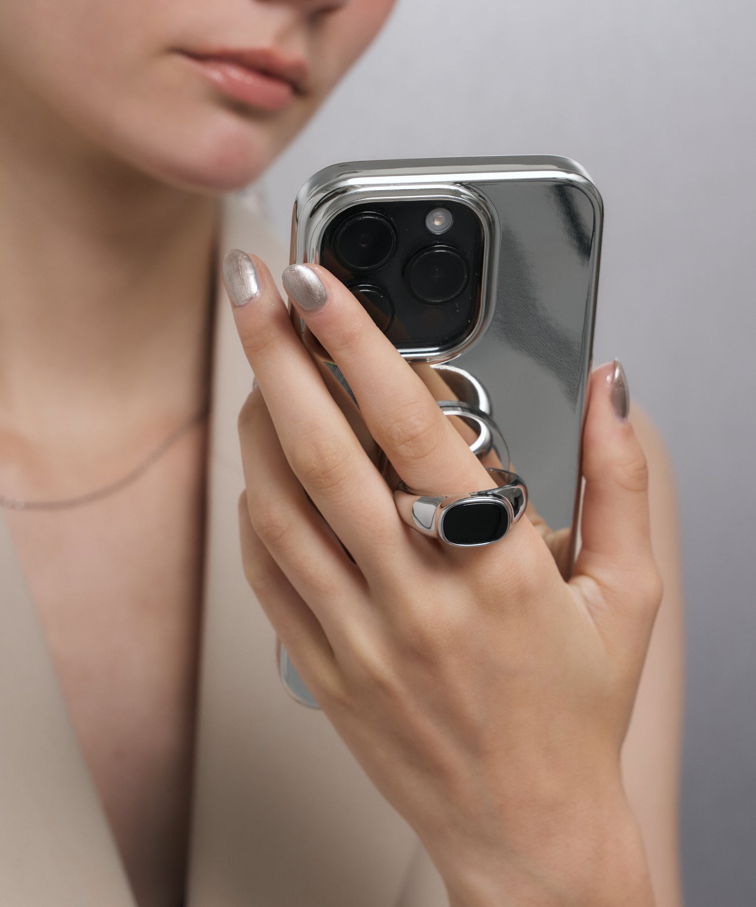 [Silver] Stone Smartphone Ring