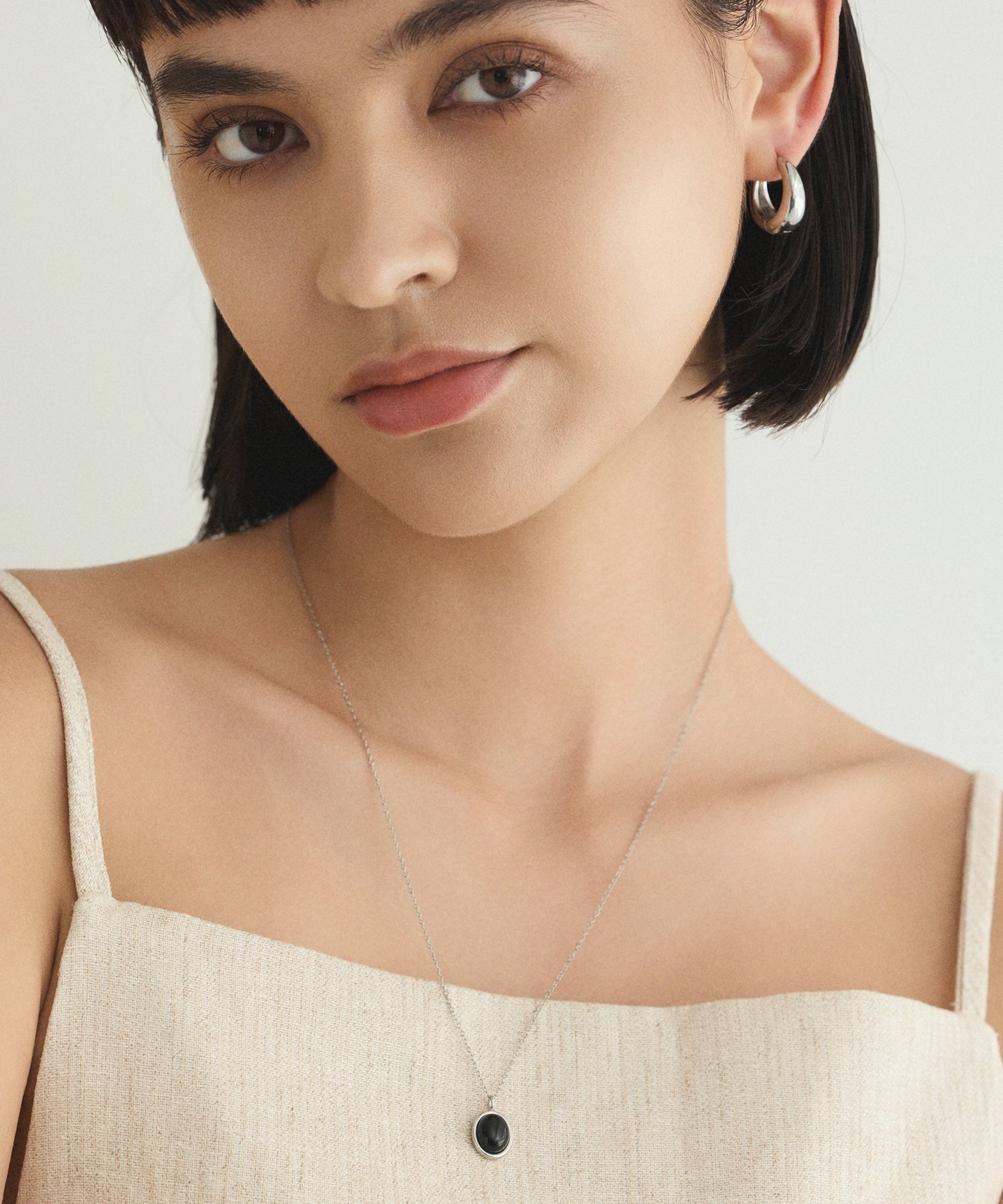 [Silver] Drop Hoop Earrings (big)