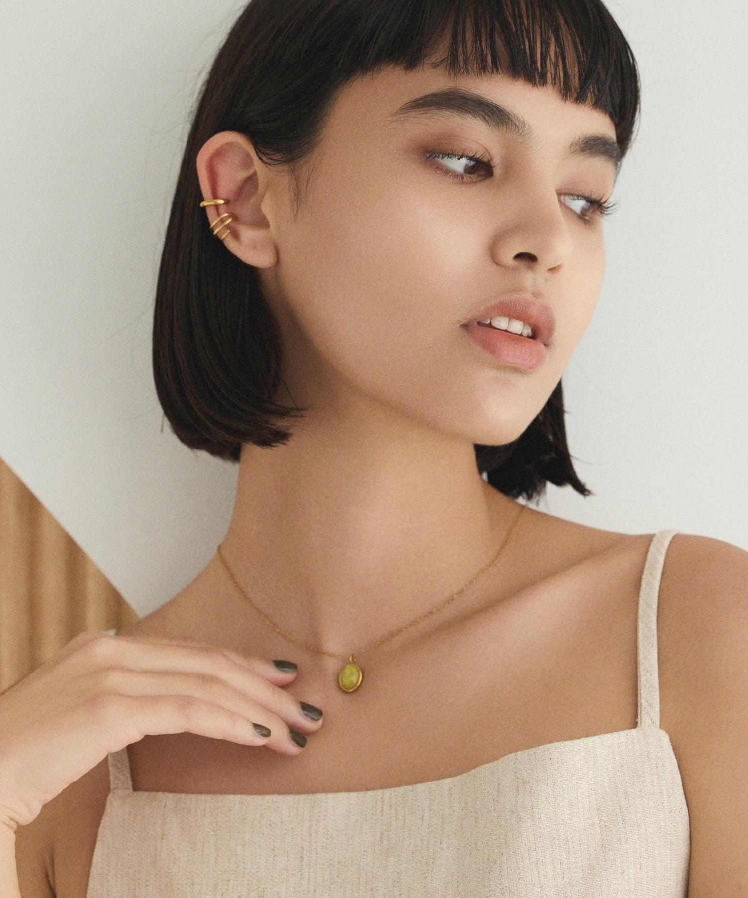 [Yellow] Round Stone Necklace