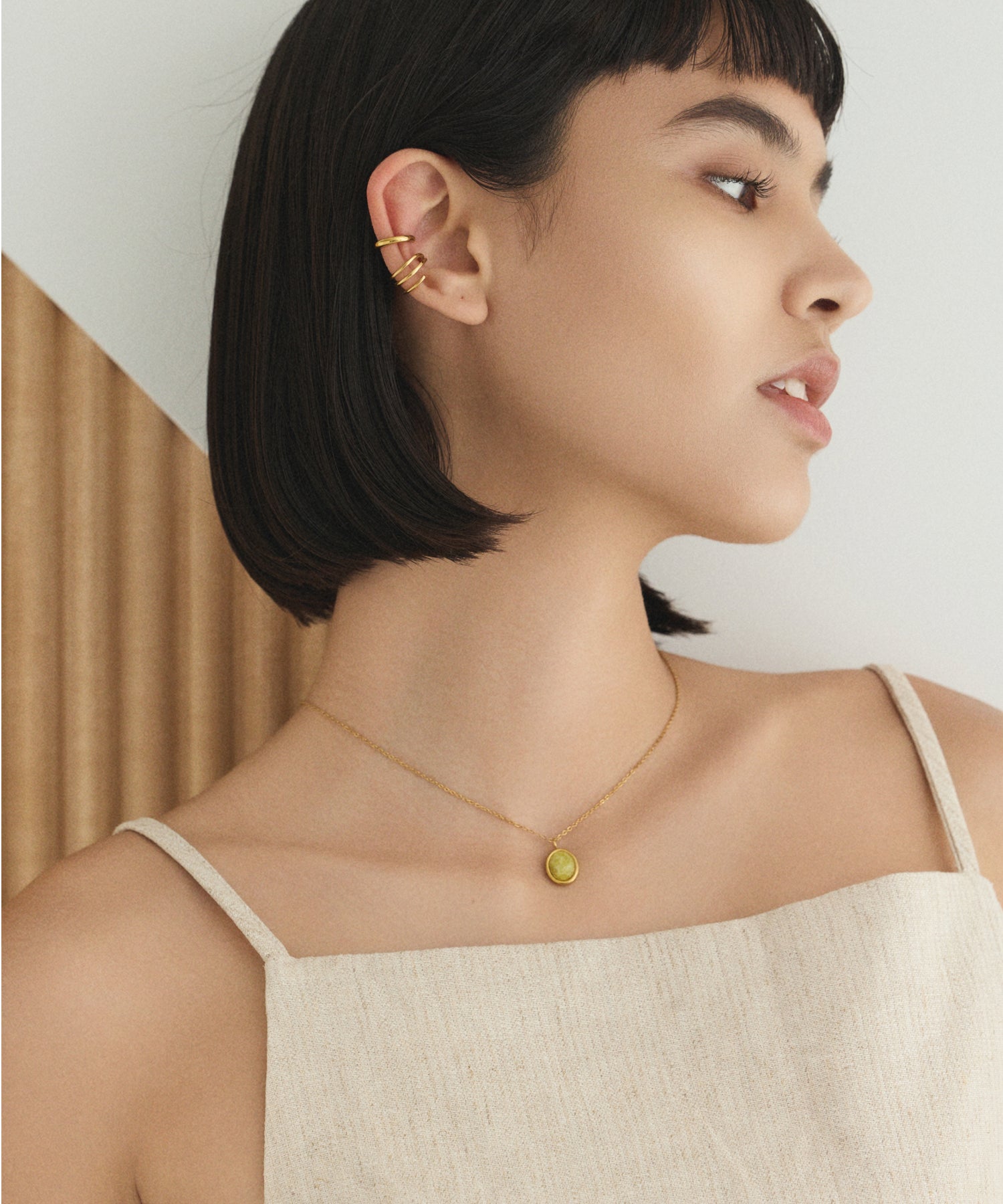 [Yellow] Round Stone Necklace