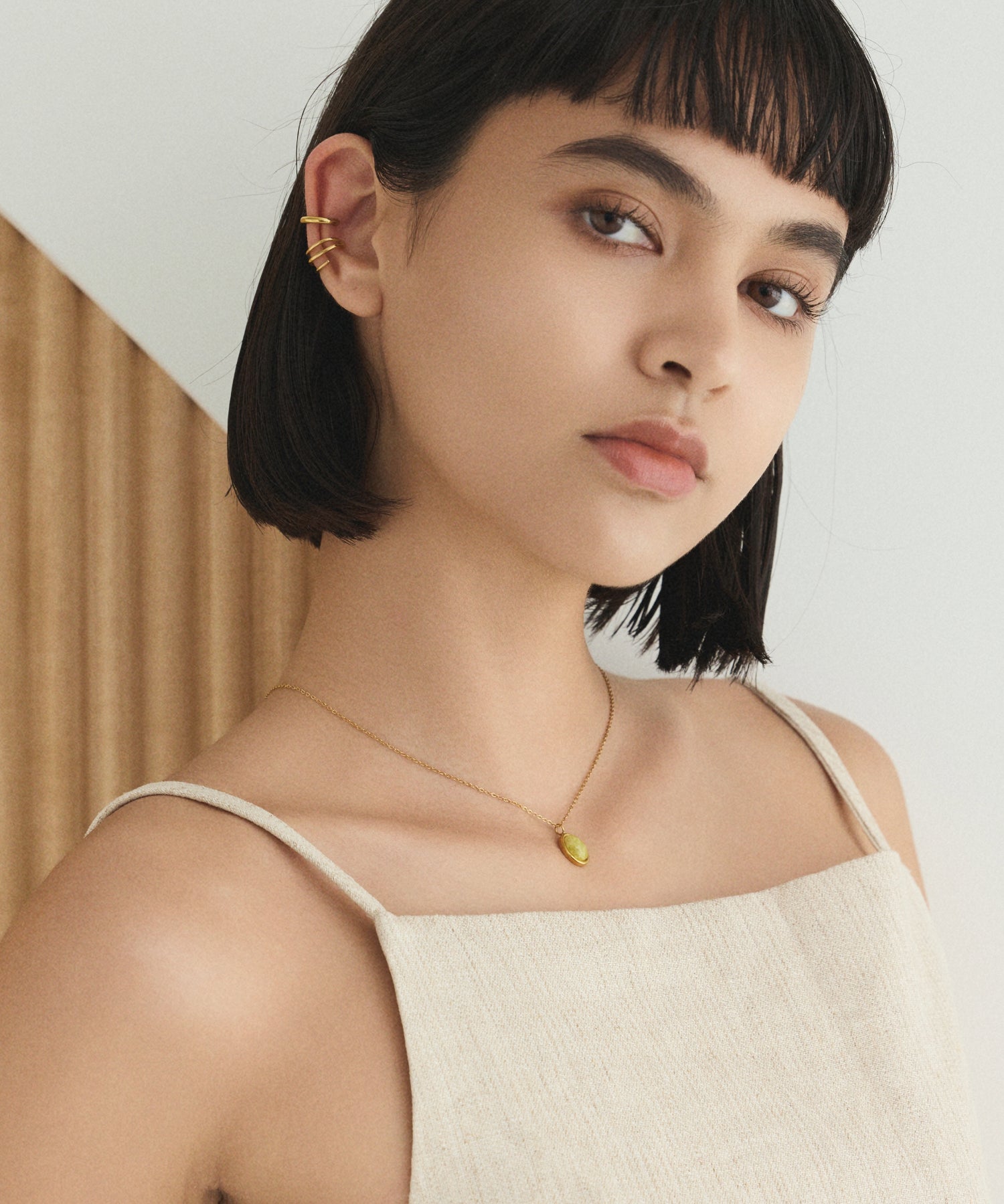 [Yellow] Round Stone Necklace