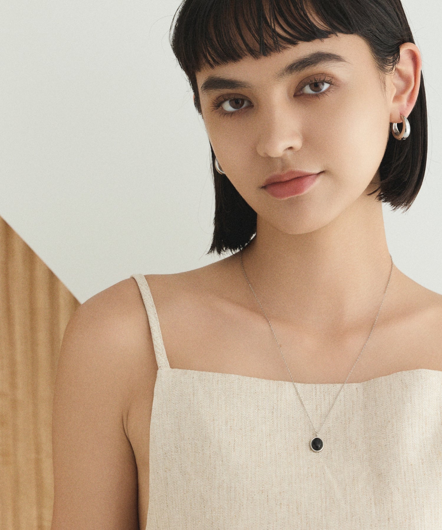 [Silver] Drop Hoop Earrings (big)