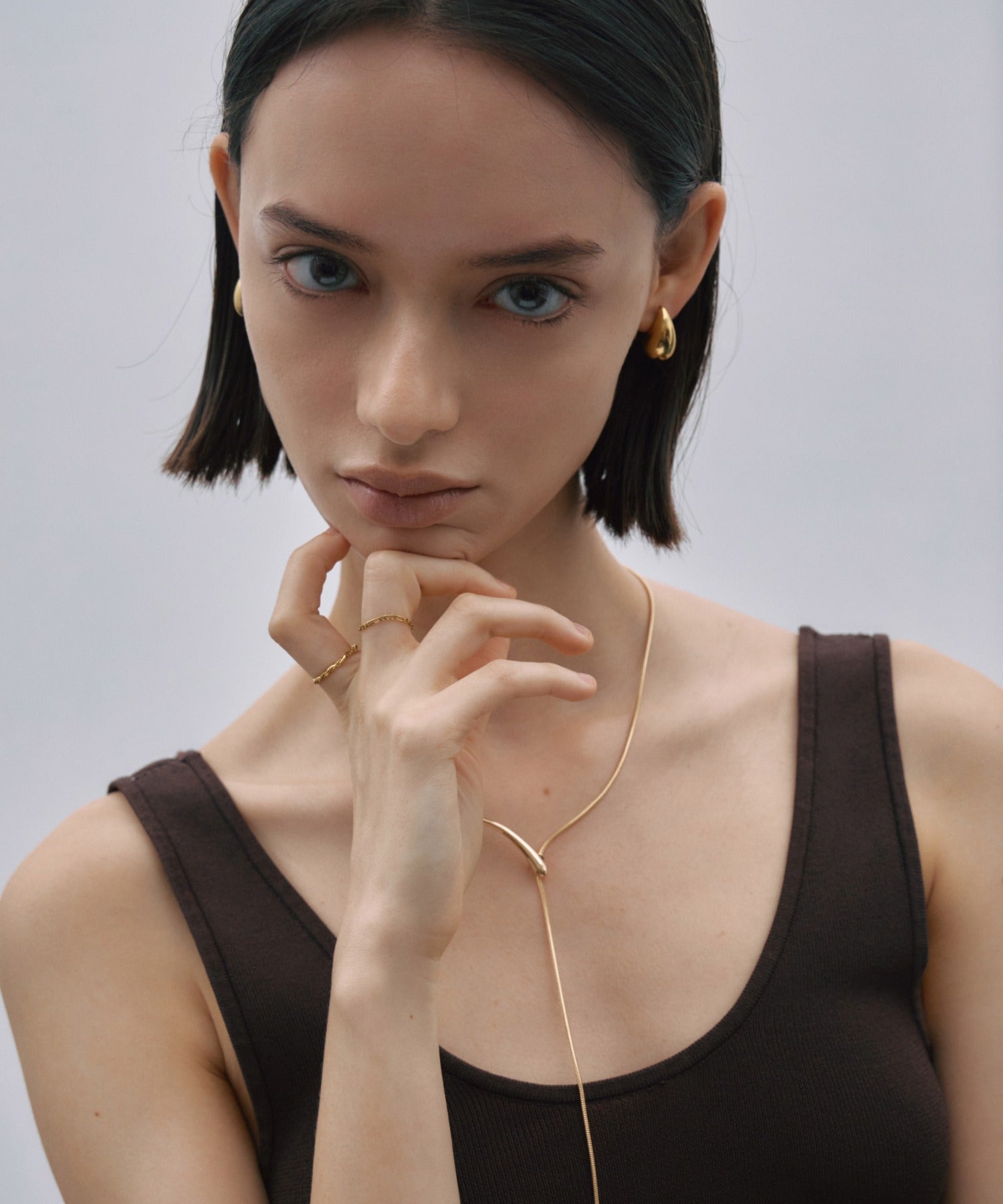 [Gold] Solid Drop Earrings