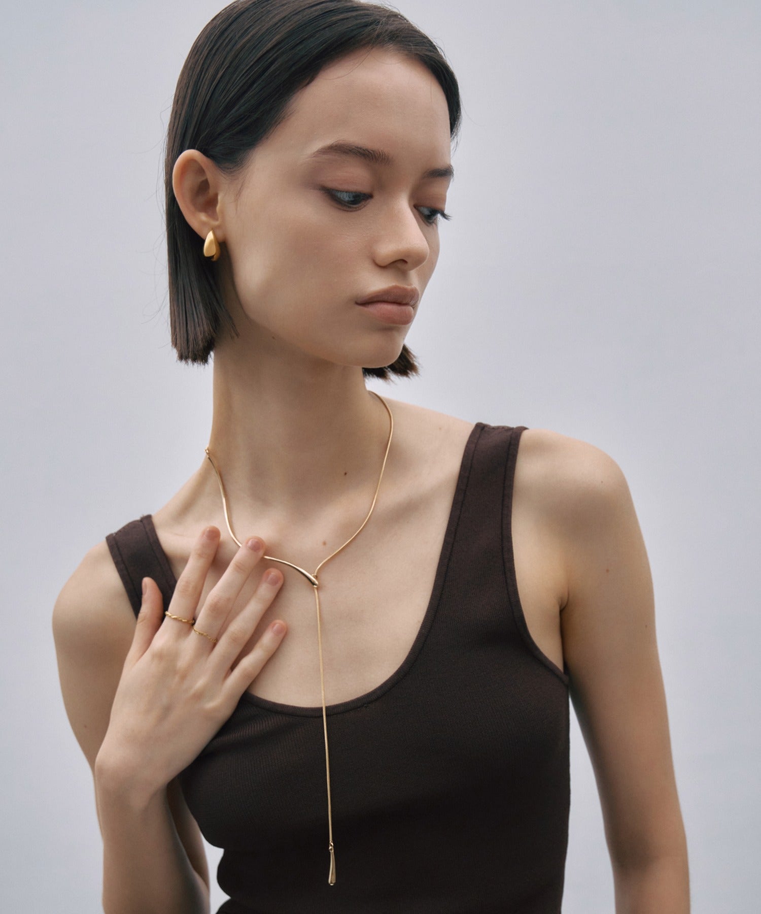 [Gold] Solid Drop Earrings