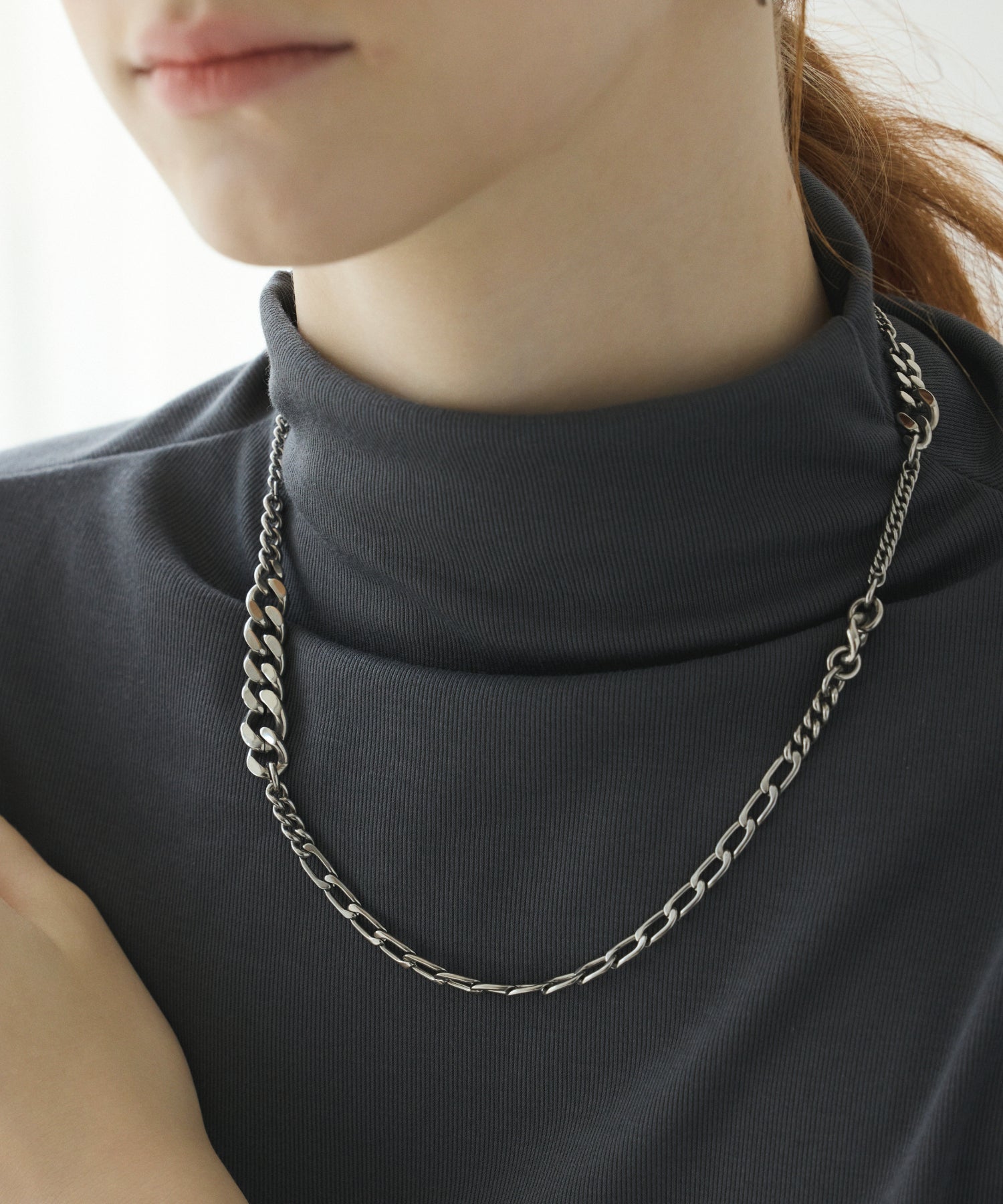 [Silver] MIX Chain Necklace