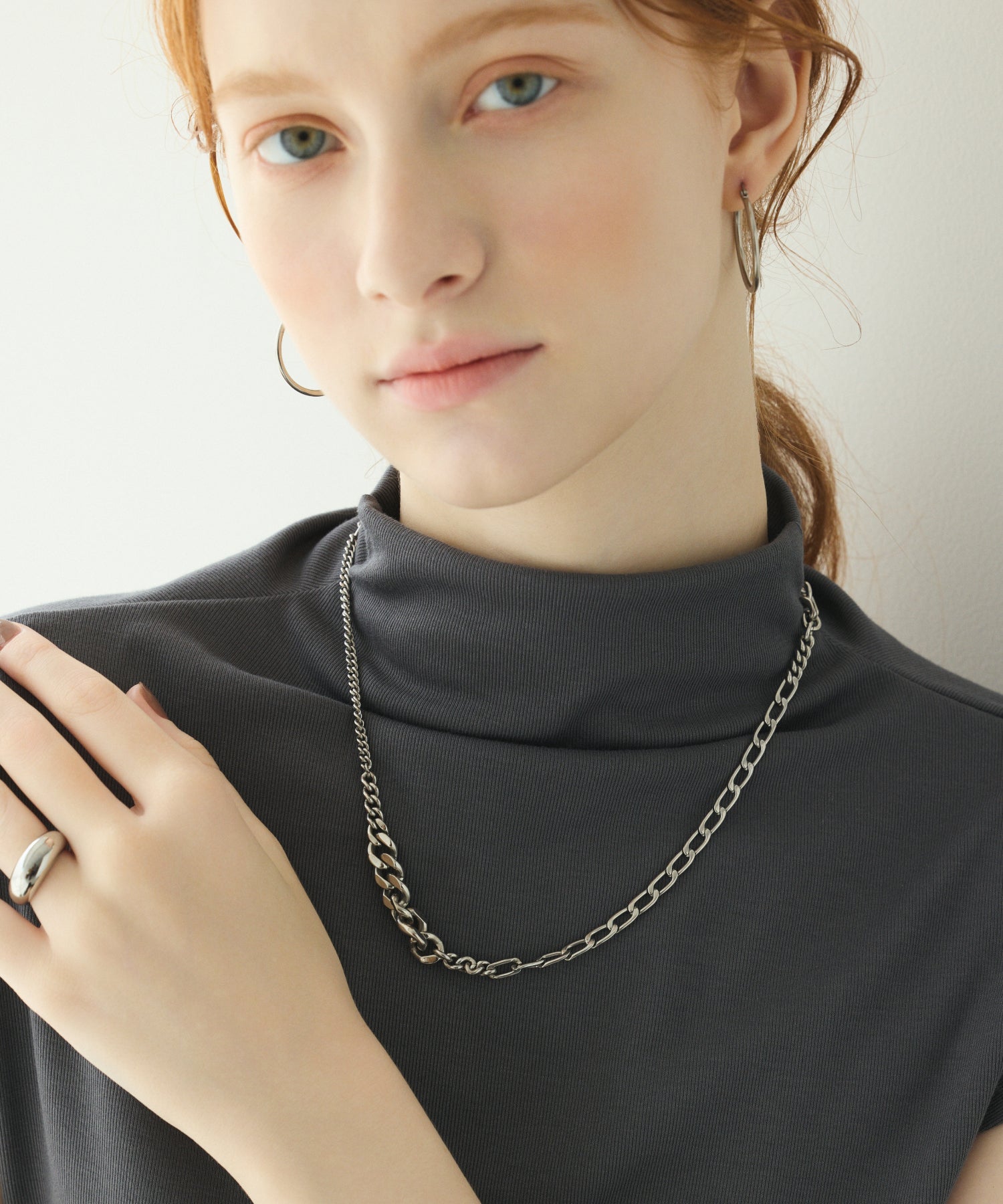 [Silver] MIX Chain Necklace