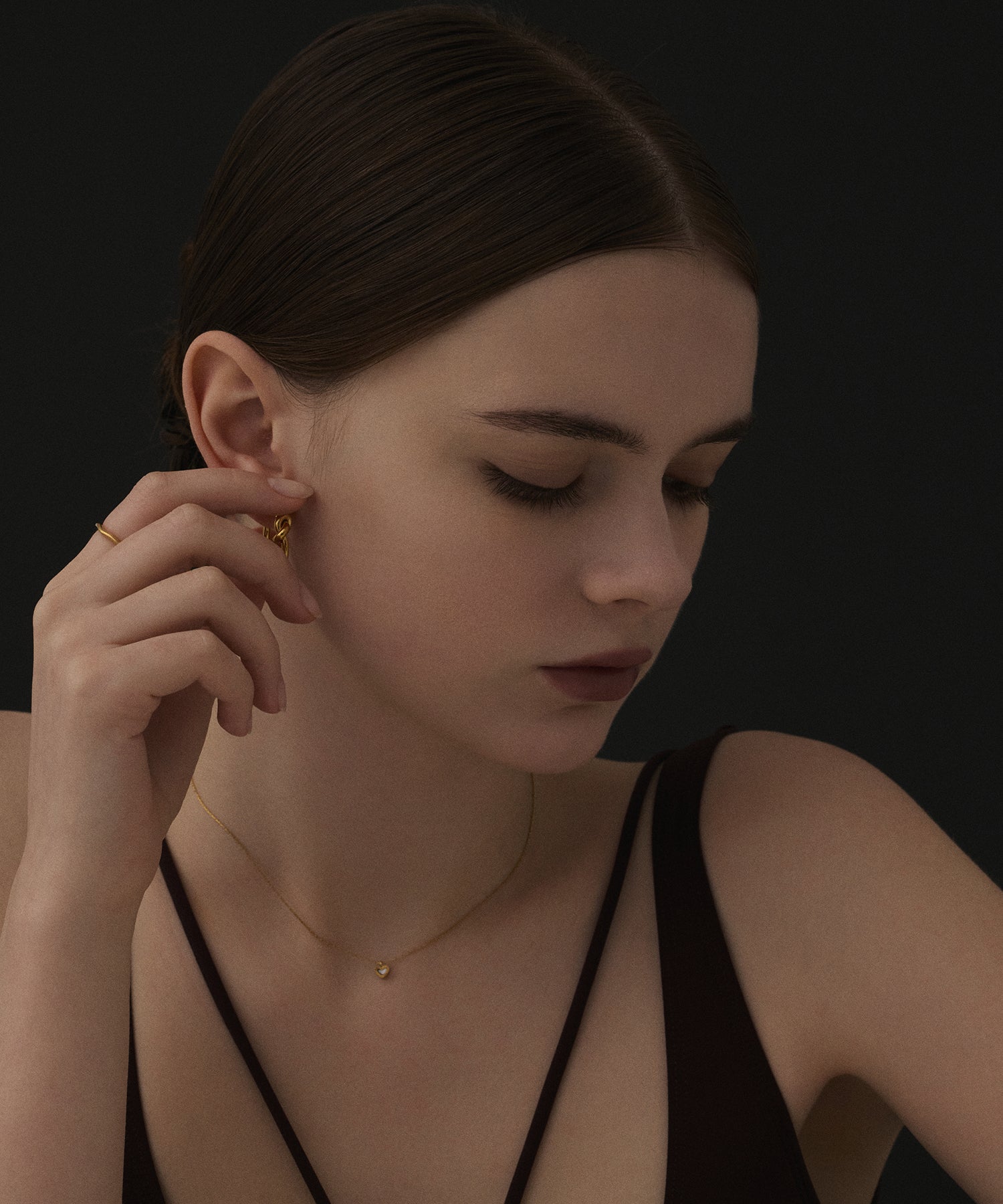 [Gold] Heart Slide Necklace