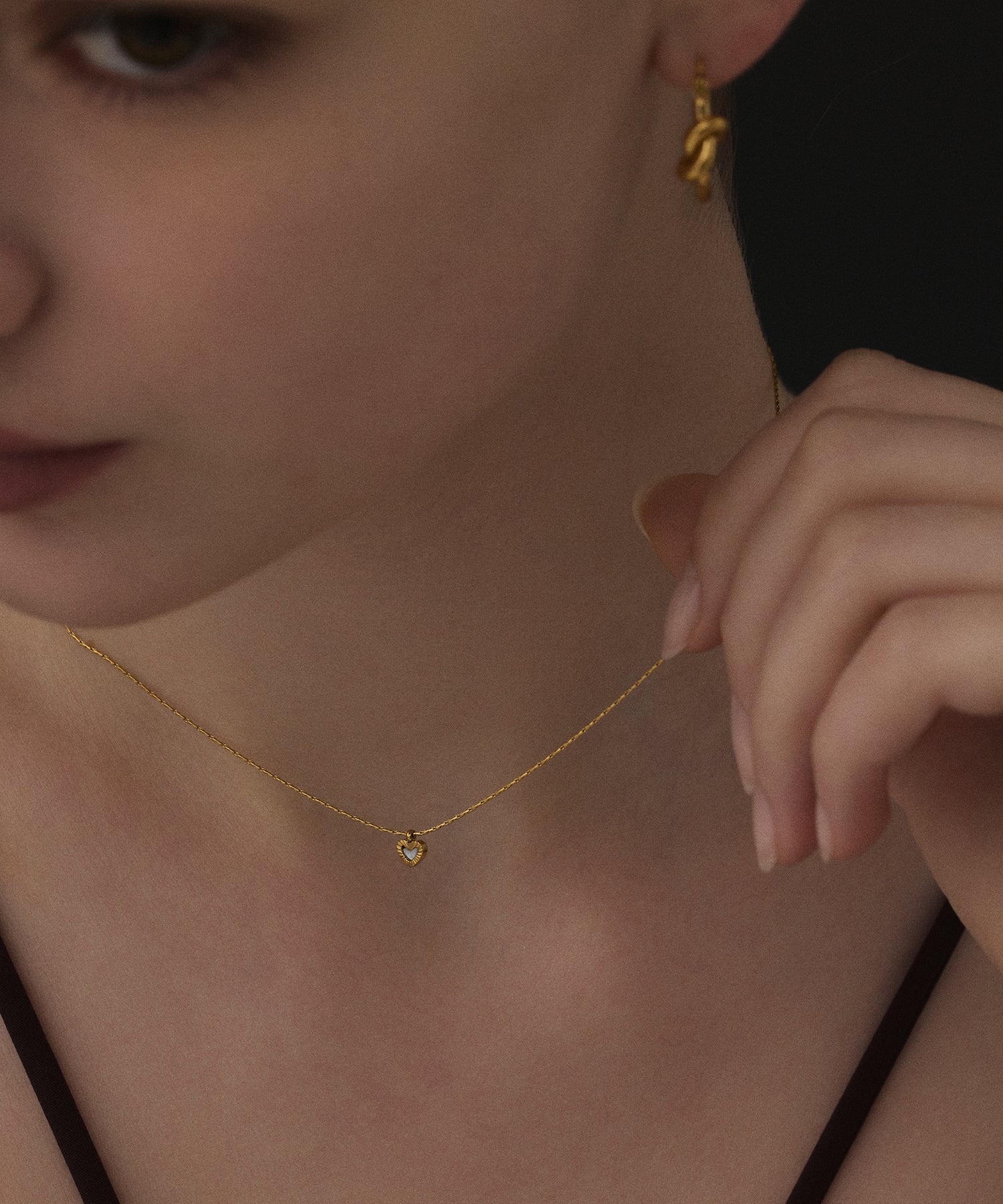 [Gold] Heart Slide Necklace