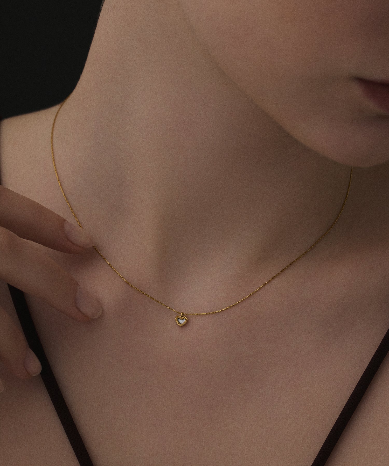 [Gold] Heart Slide Necklace