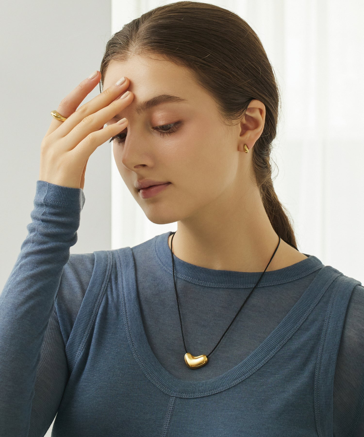 ゴールド]セグメントストーンリング