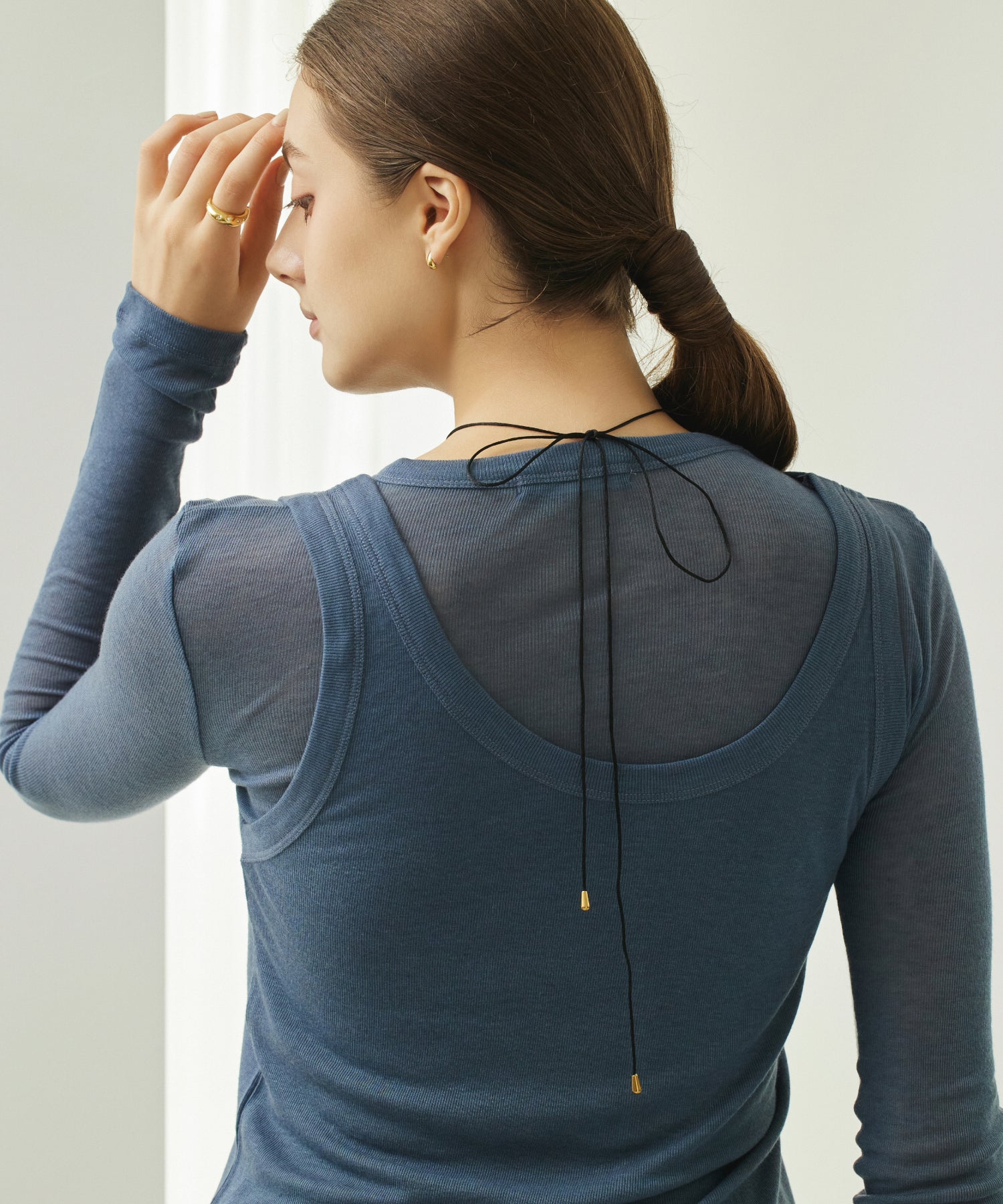 [Gold] Multi-WAY Metal Cord Necklace
