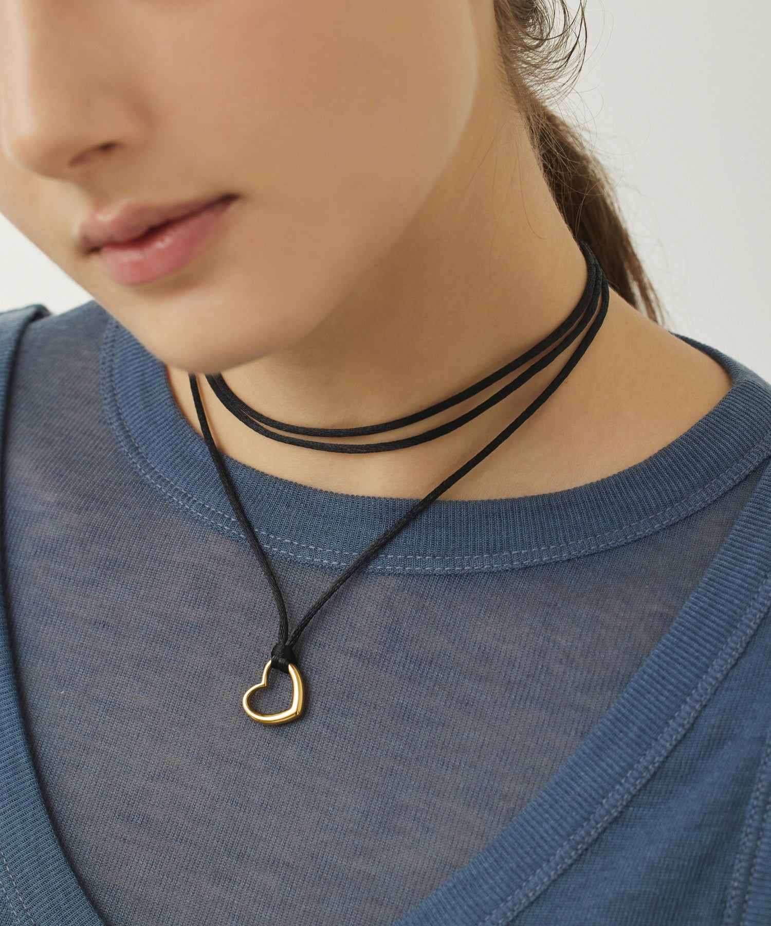 [Gold] Multi-way Heart Cord Necklace