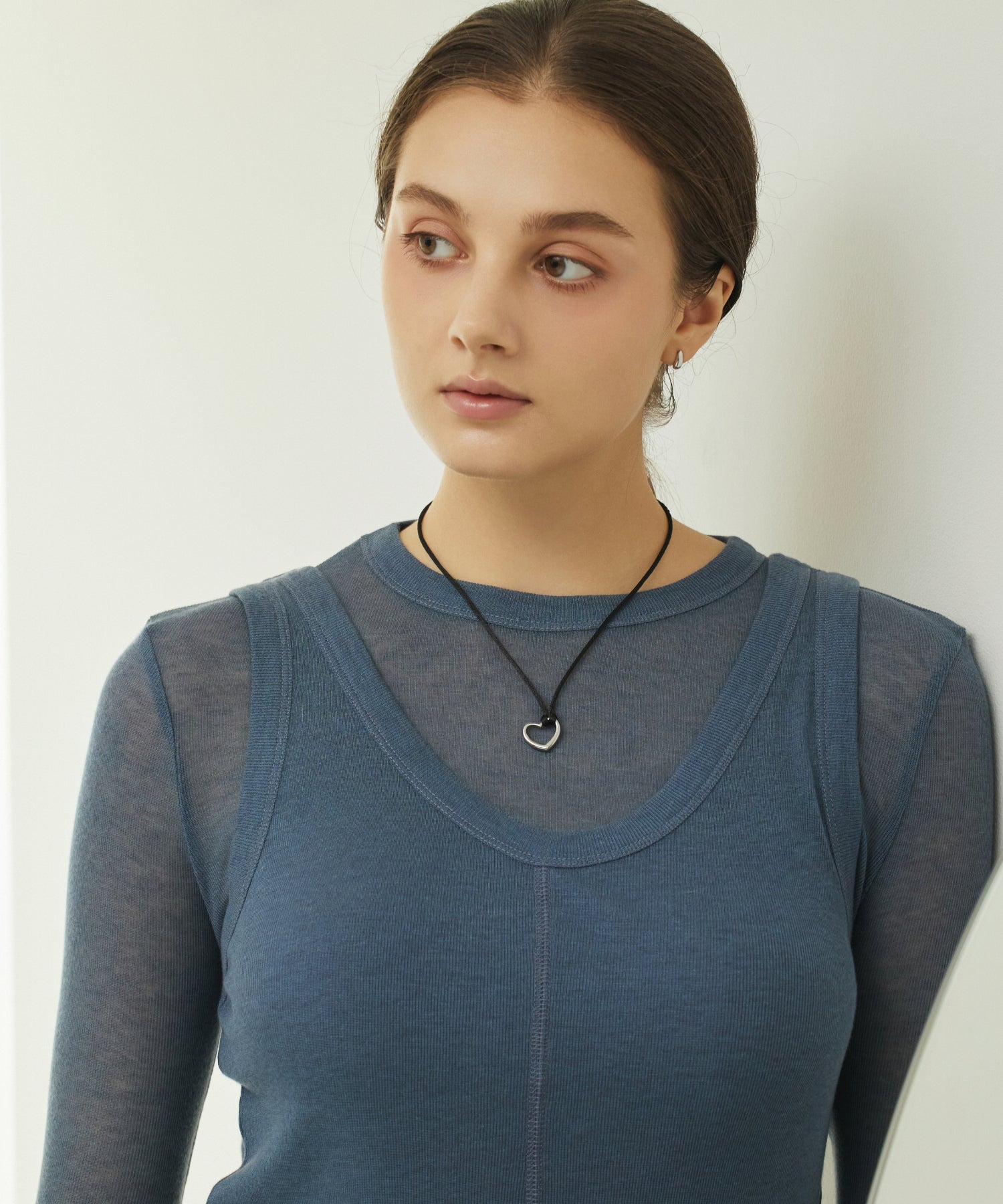 シルバー]マルチWAYハートコードネックレス