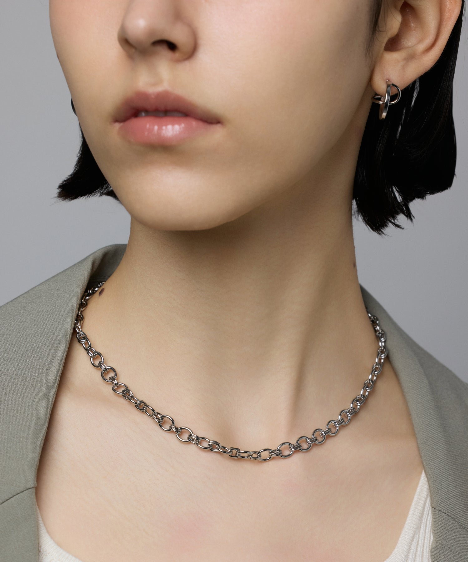 シルバー]ラウンドチェーンネックレス