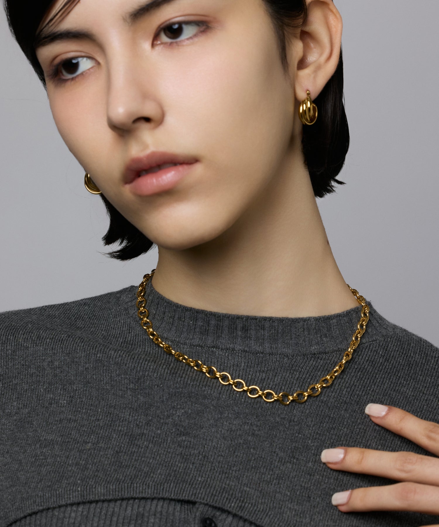 [Gold] Round Chain Necklace