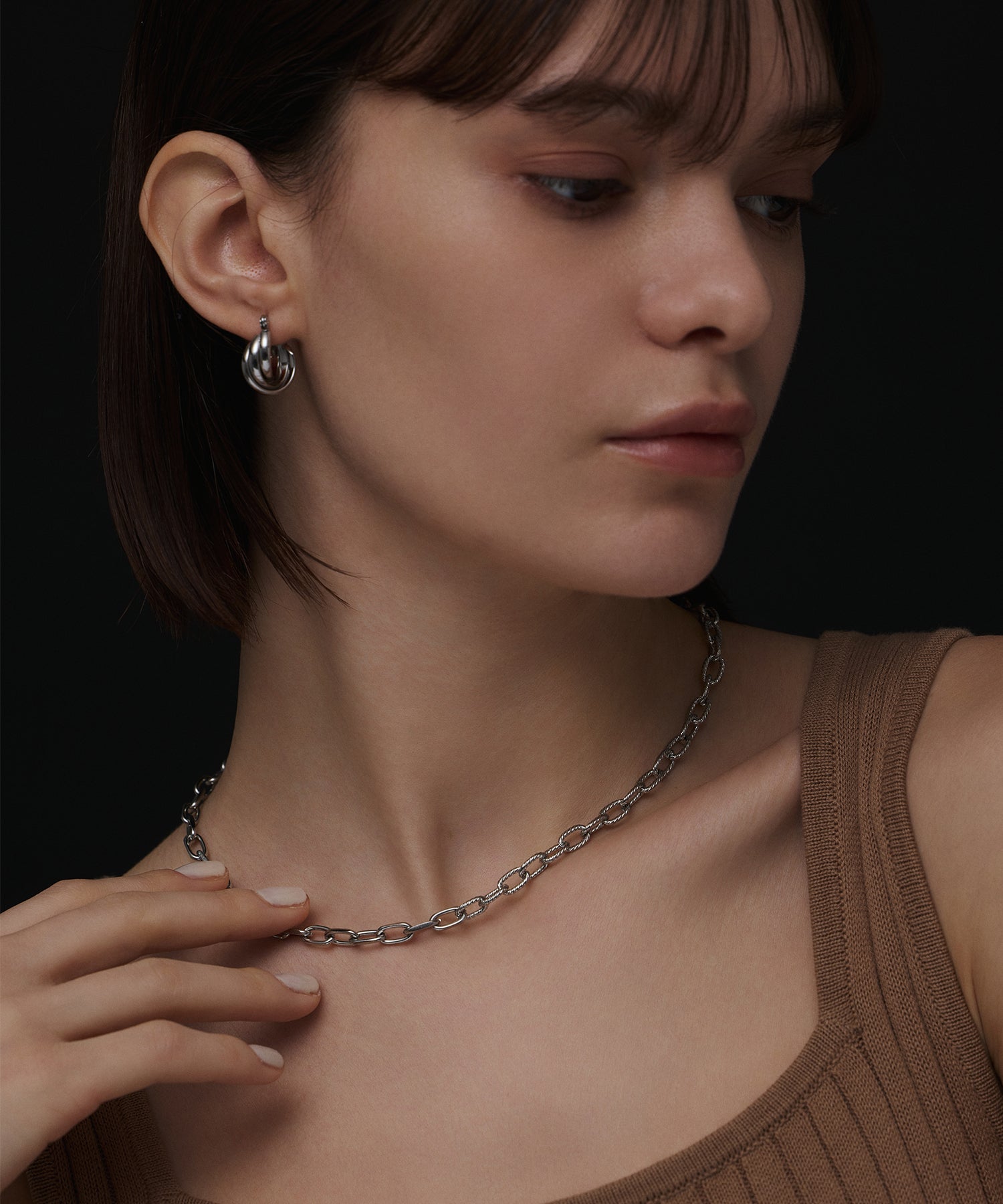 [Silver] Half Torque Chain Necklace