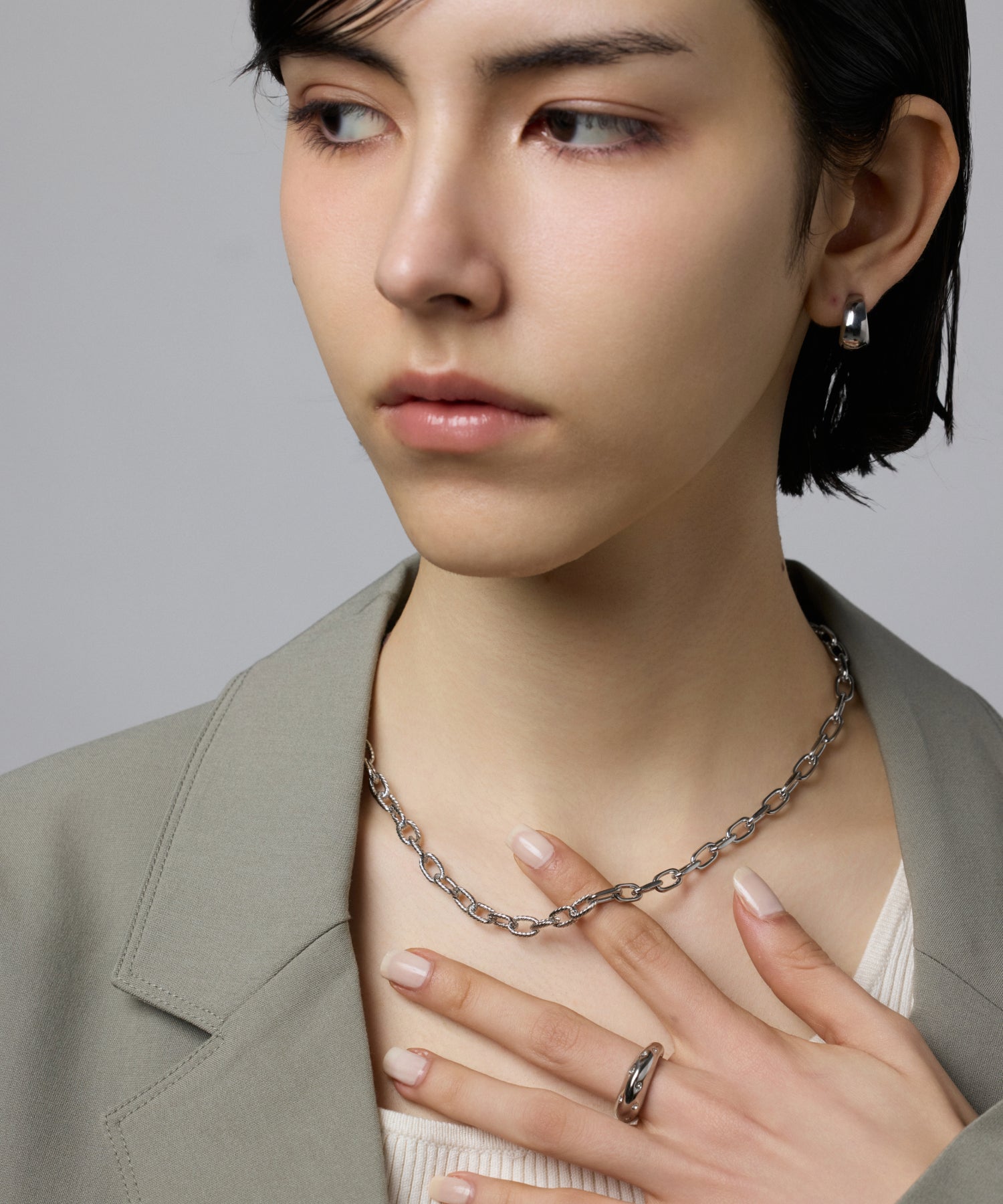 [Silver] Half Torque Chain Necklace
