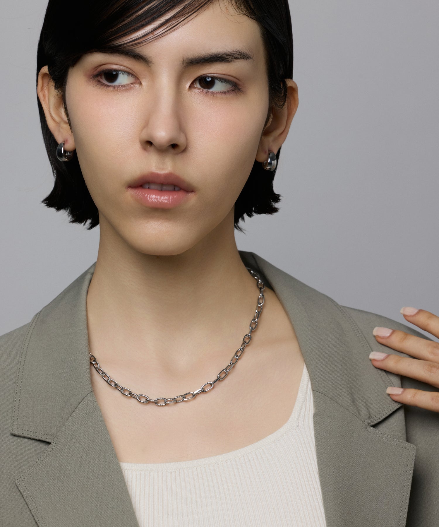 [Silver] Half Torque Chain Necklace