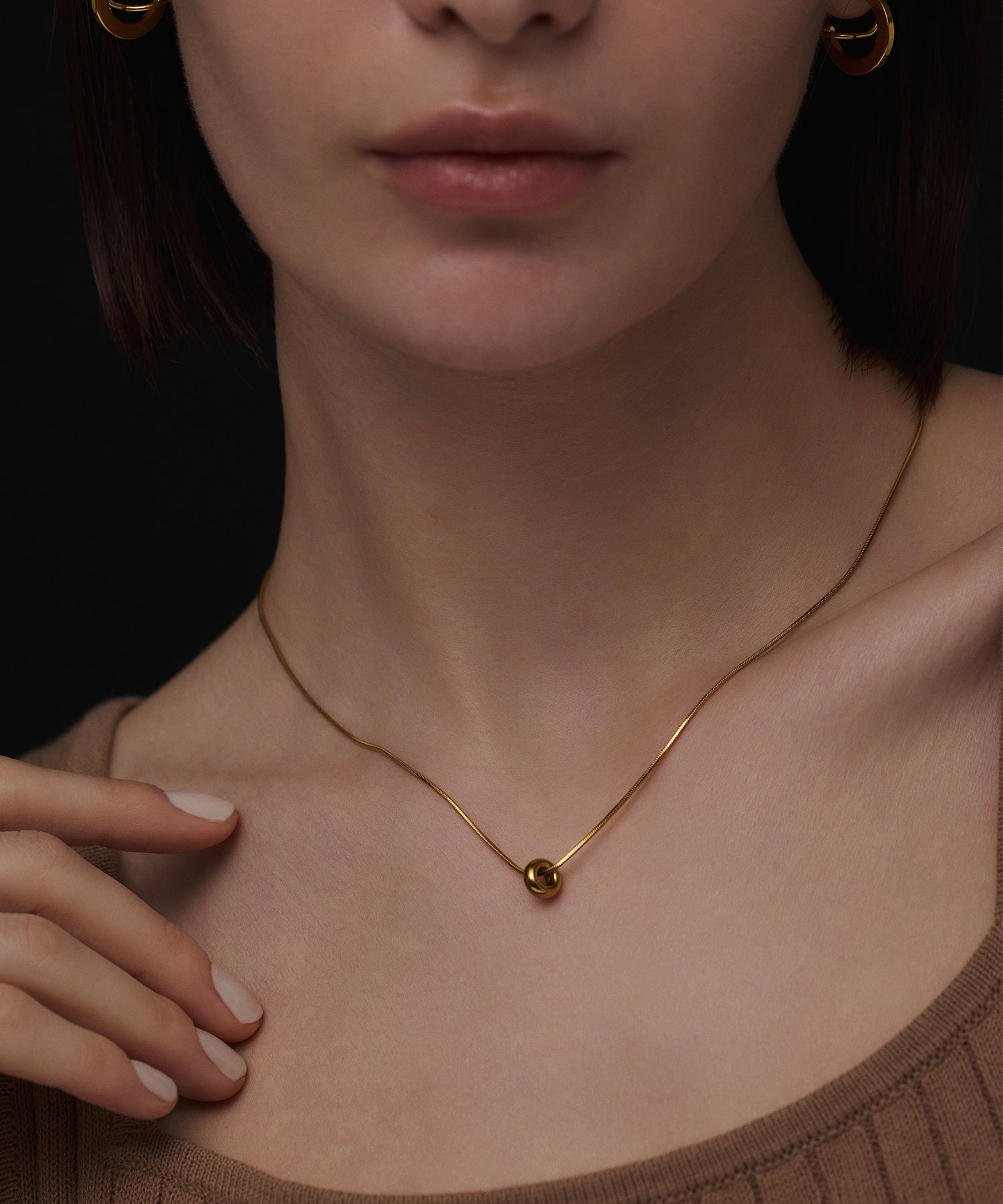 ゴールド ネックレストップ（チェーン付き） ステンレス ツインベルネックレス 唐草 クレーンベル ネックレス