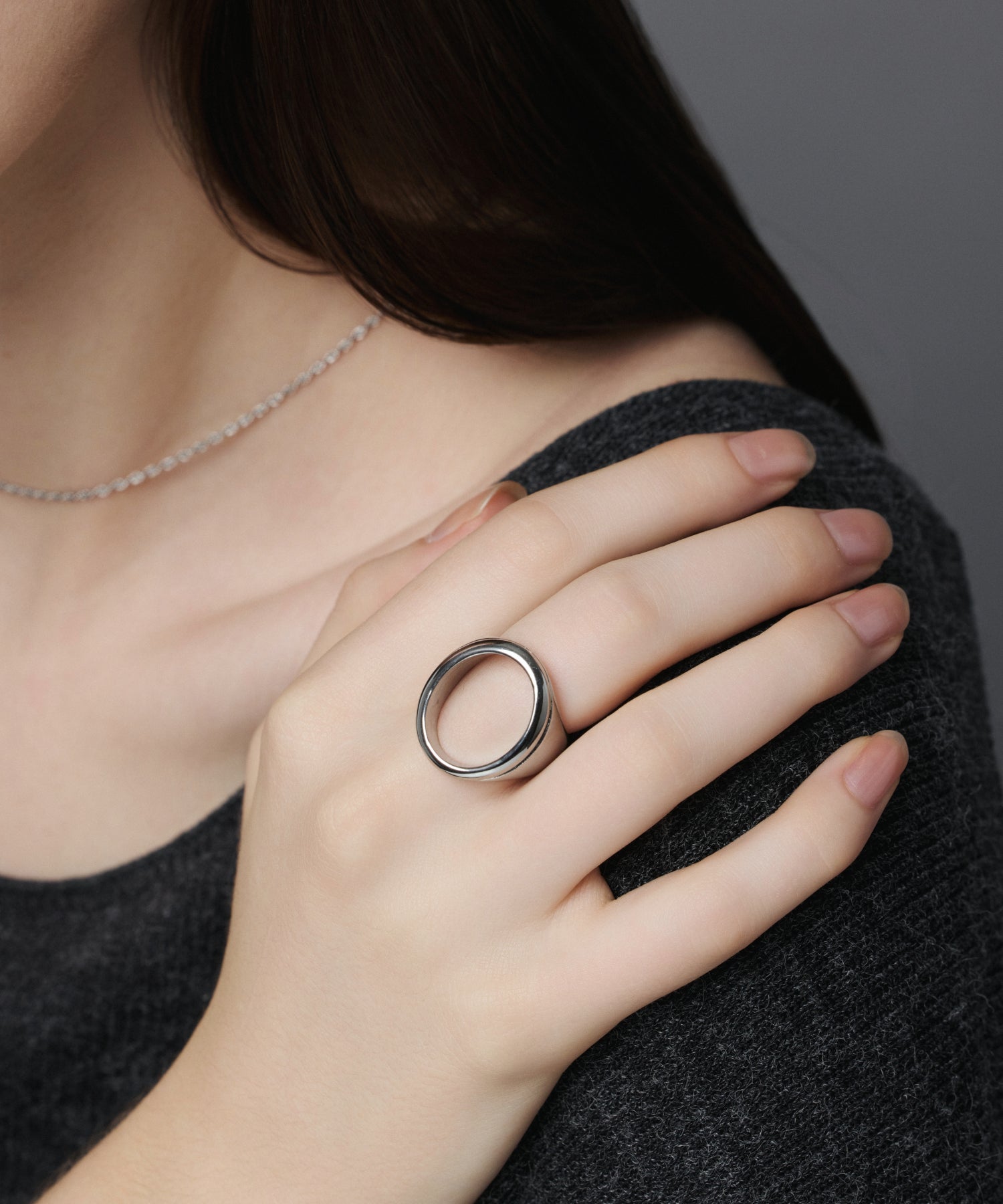 シルバー]ラウンドオープンリング