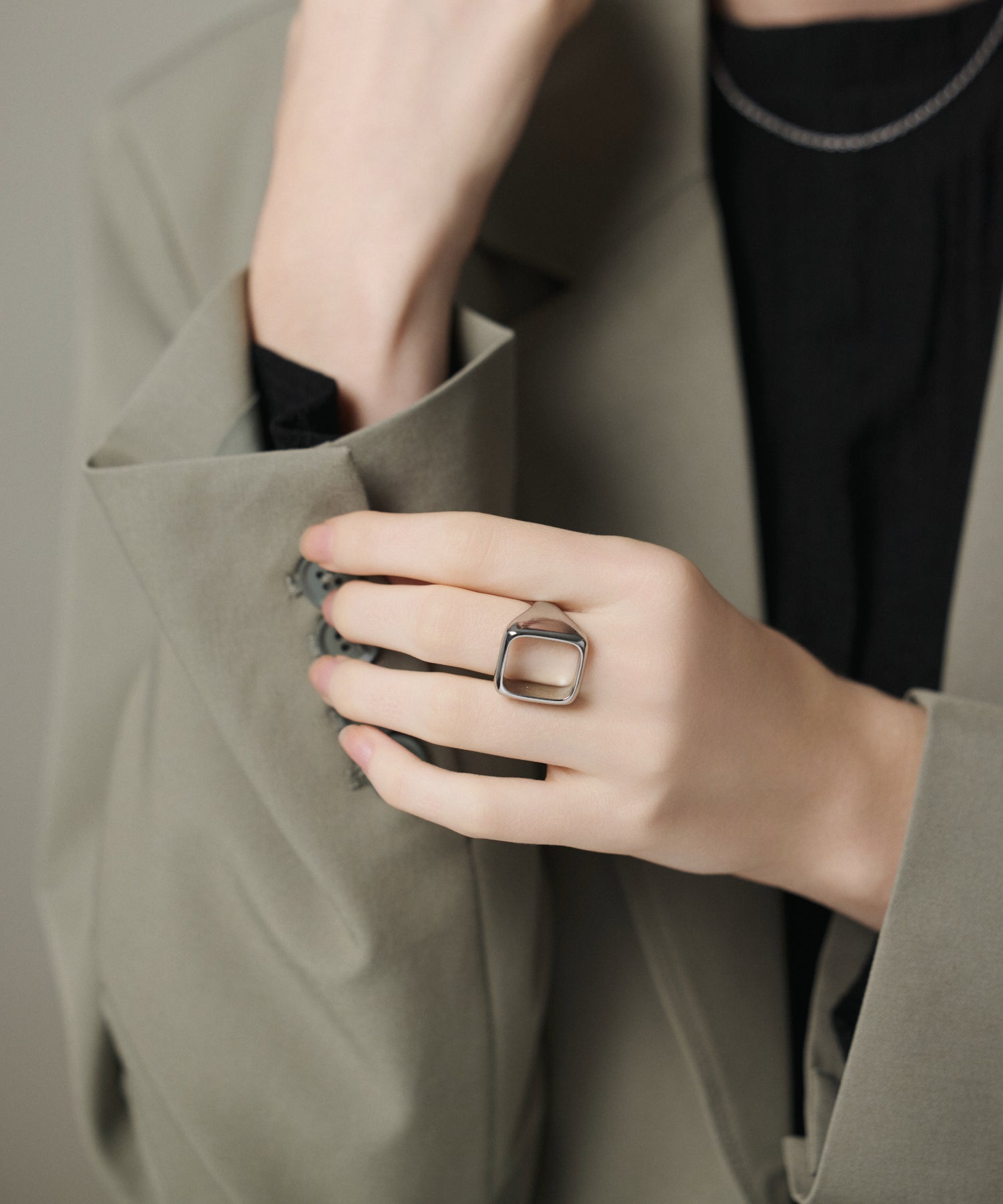 [Silver] Square Open Ring