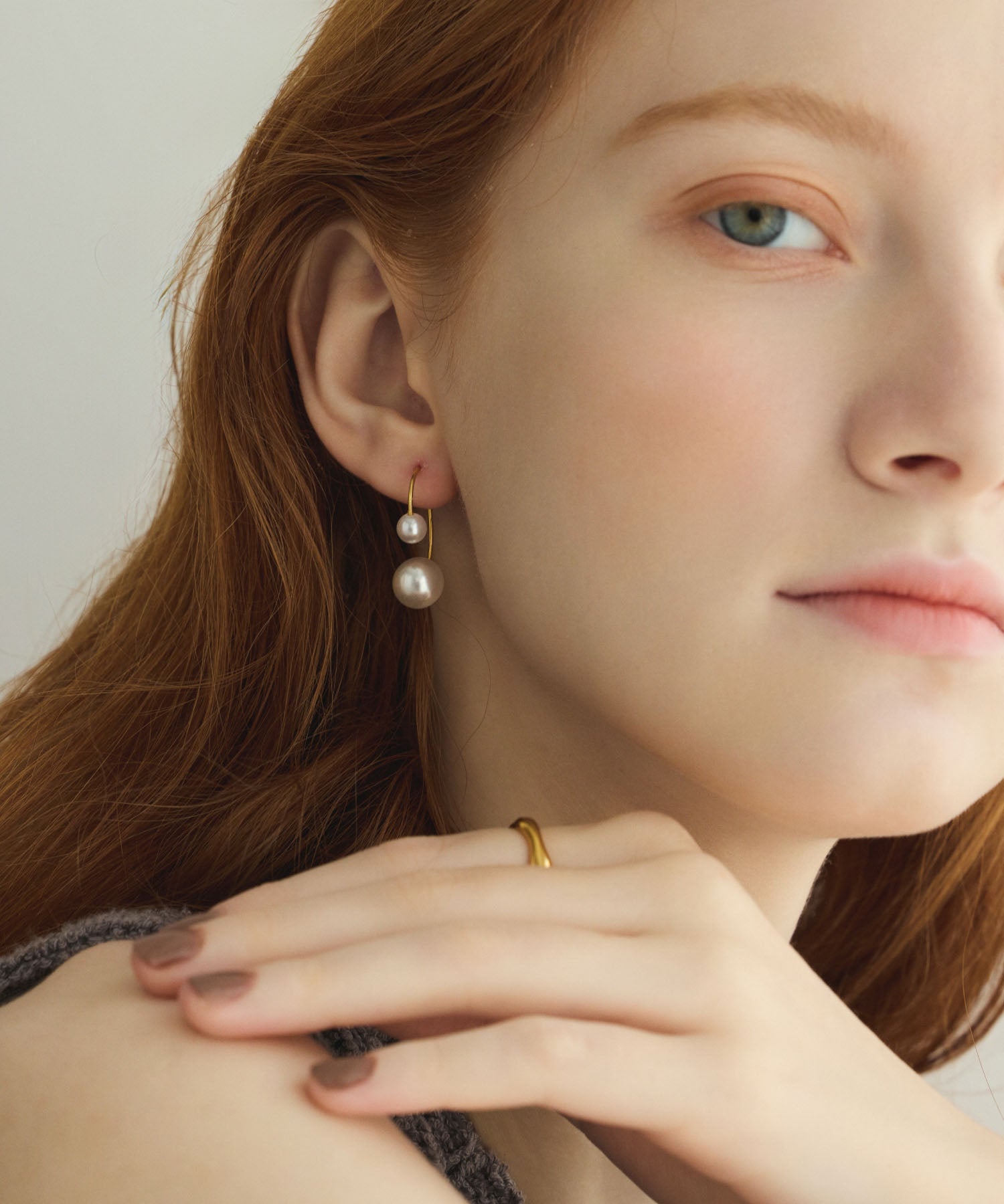 [Gold] Double Pearl Earrings