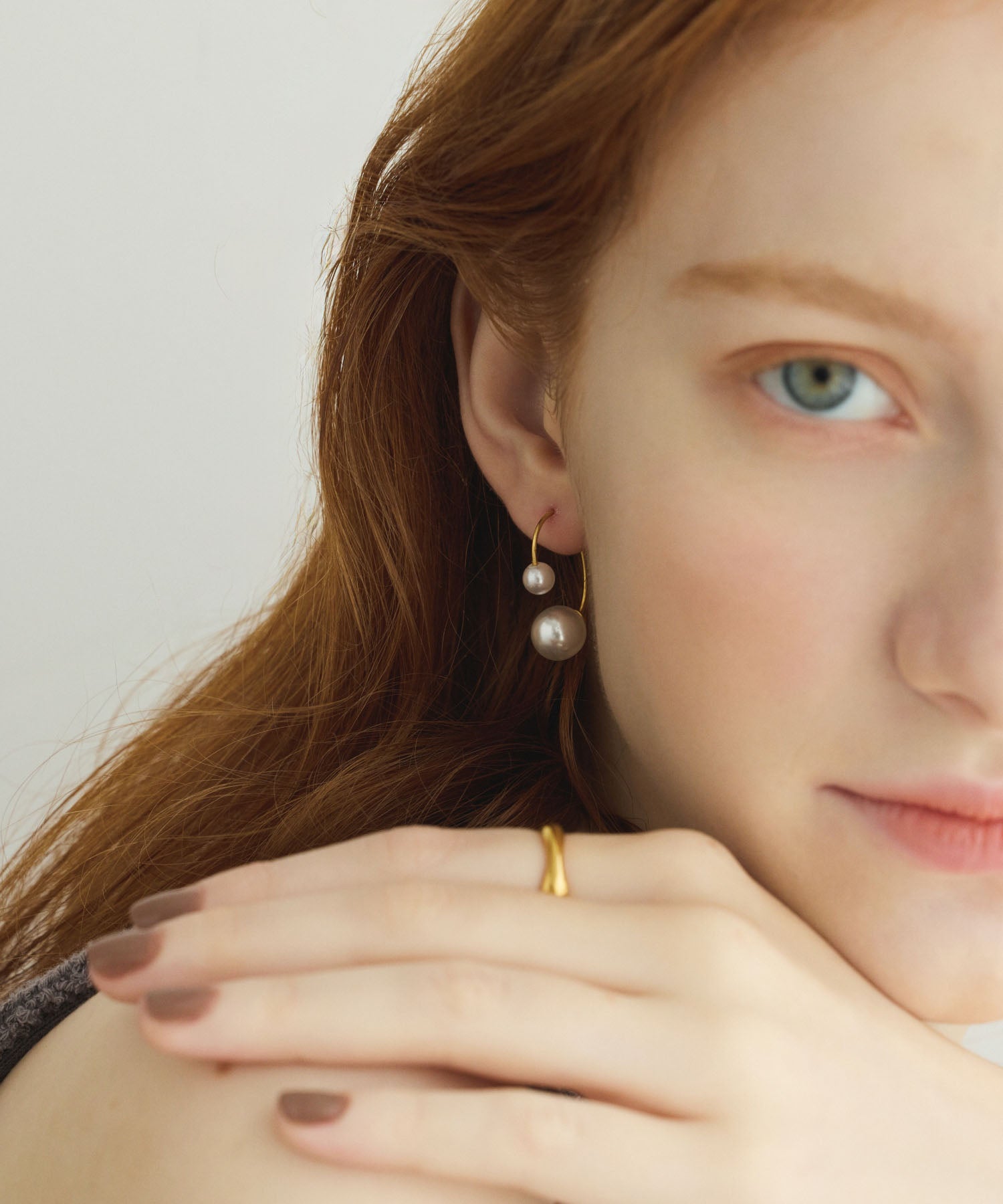 [Gold] Double Pearl Earrings