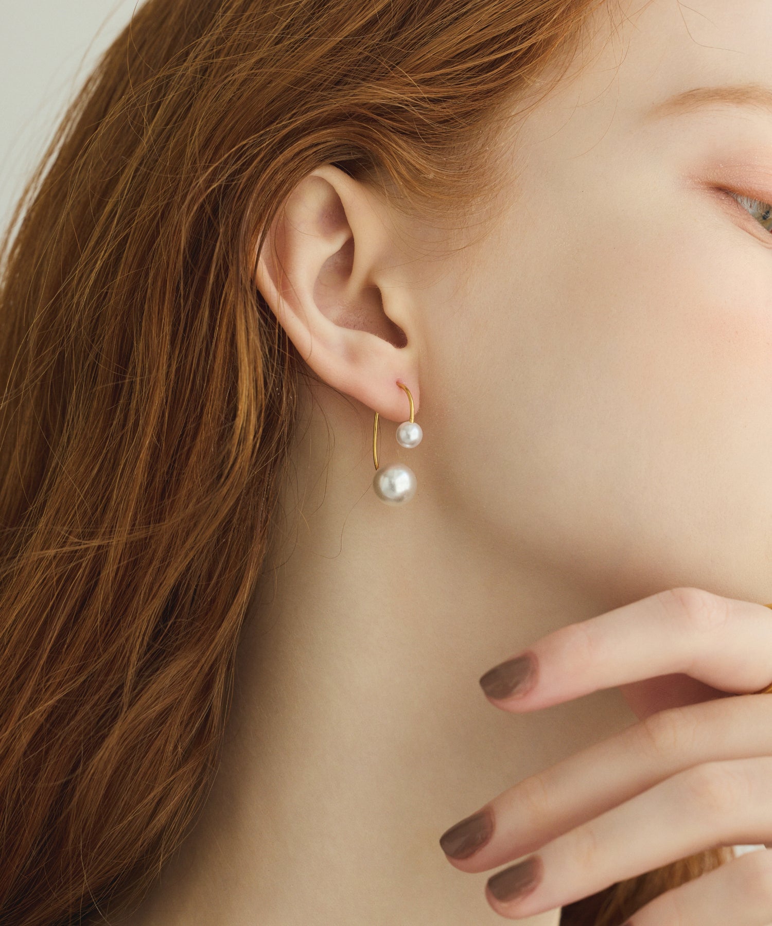 [Gold] Double Pearl Earrings