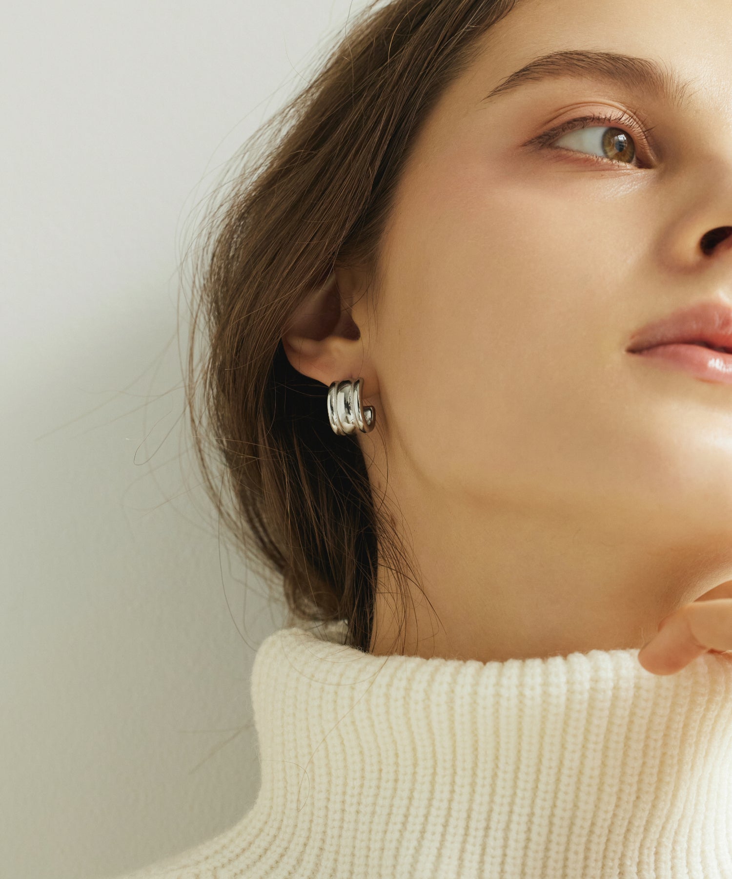 [Silver] Triple Line Earrings